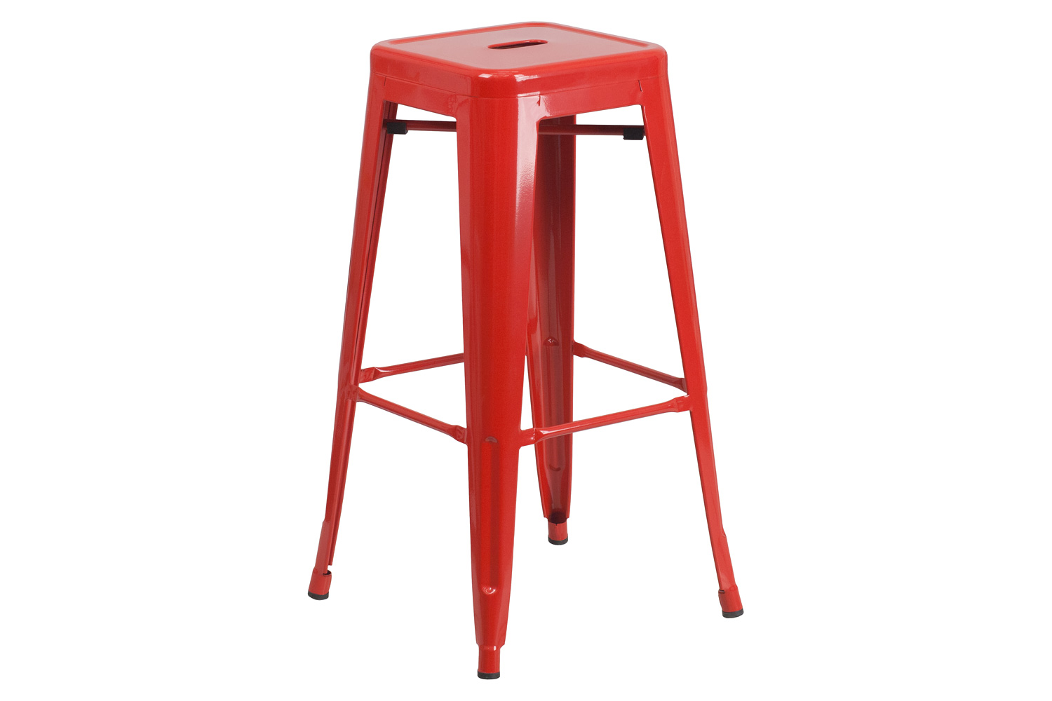 BLNK Kai Commercial Metal Backless Indoor-Outdoor Bar Stool with Square Seat - Red