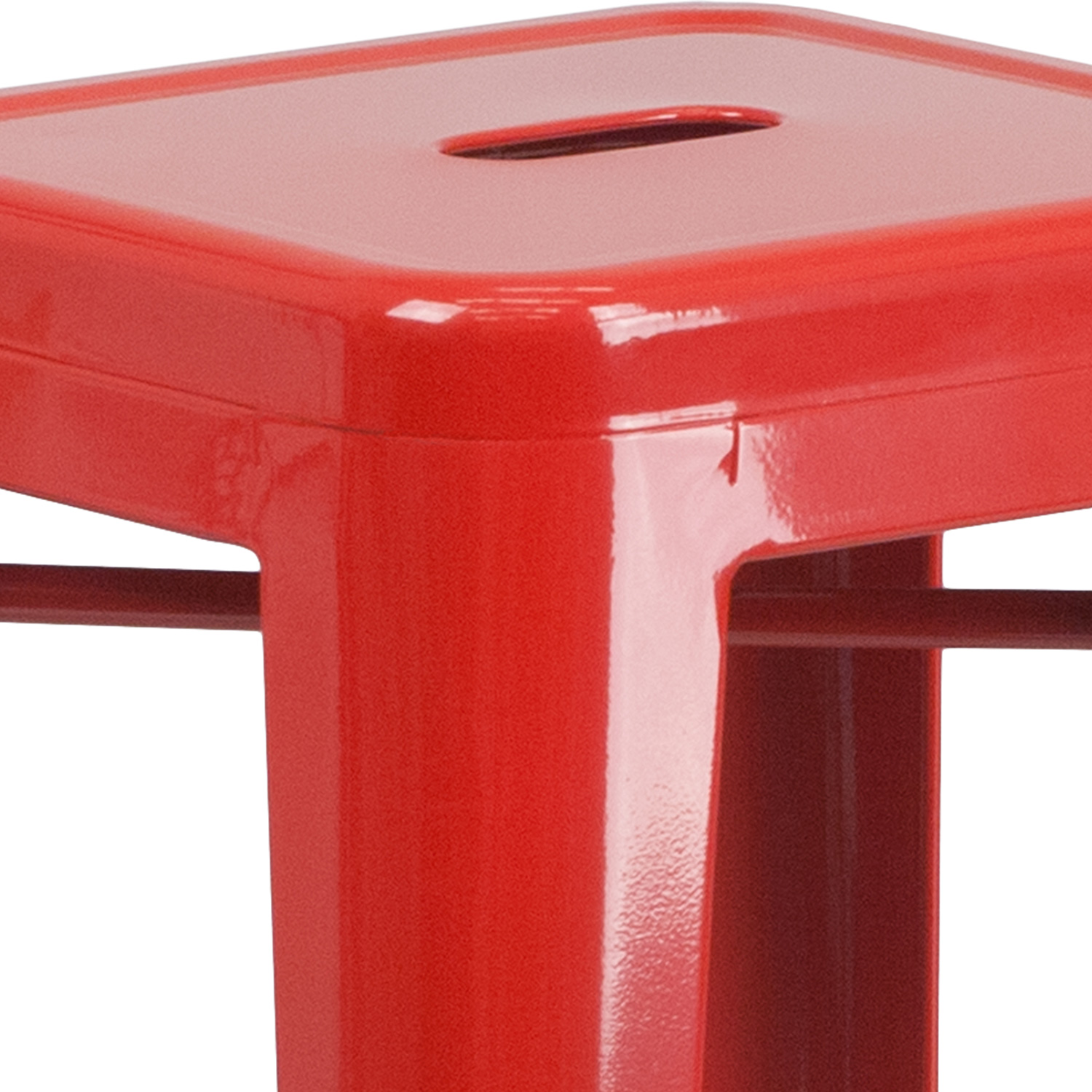 BLNK Kai Commercial Metal Backless Indoor-Outdoor Bar Stool with Square Seat - Red