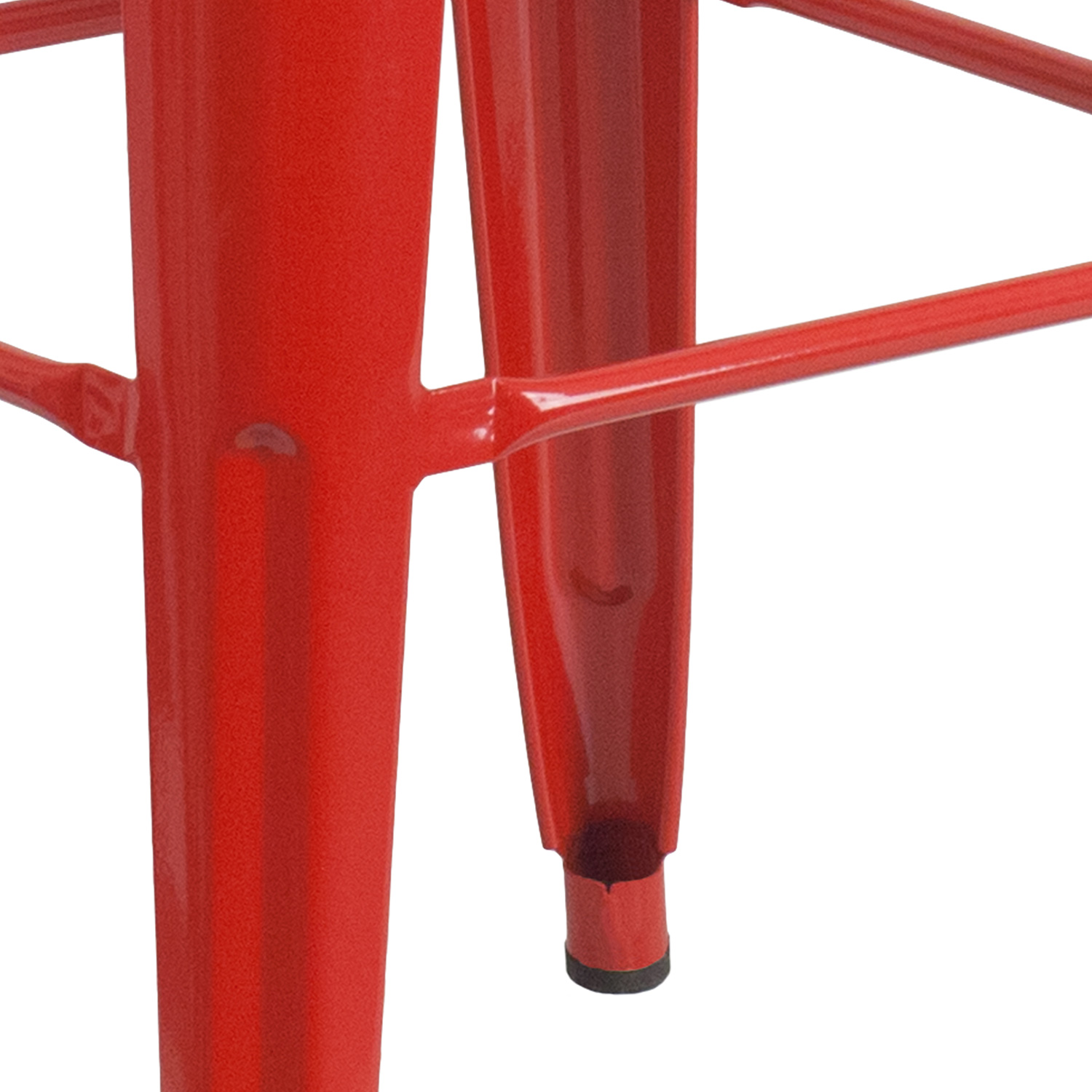 BLNK Kai Commercial Metal Backless Indoor-Outdoor Bar Stool with Square Seat - Red