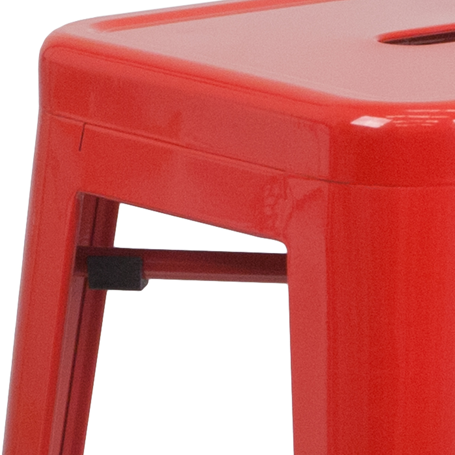 BLNK Kai Commercial Metal Backless Indoor-Outdoor Bar Stool with Square Seat - Red