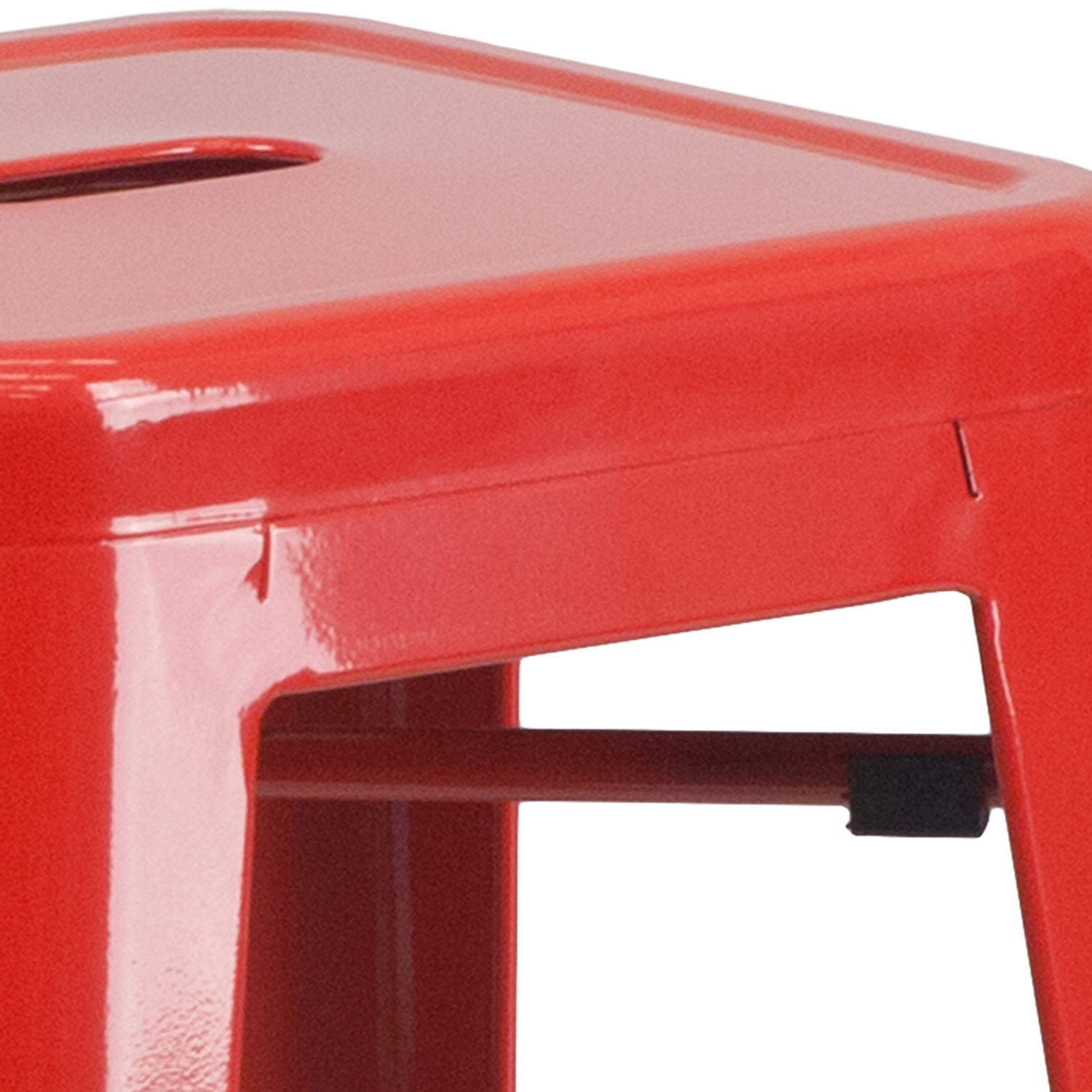 BLNK Kai Commercial Metal Backless Indoor-Outdoor Bar Stool with Square Seat - Red