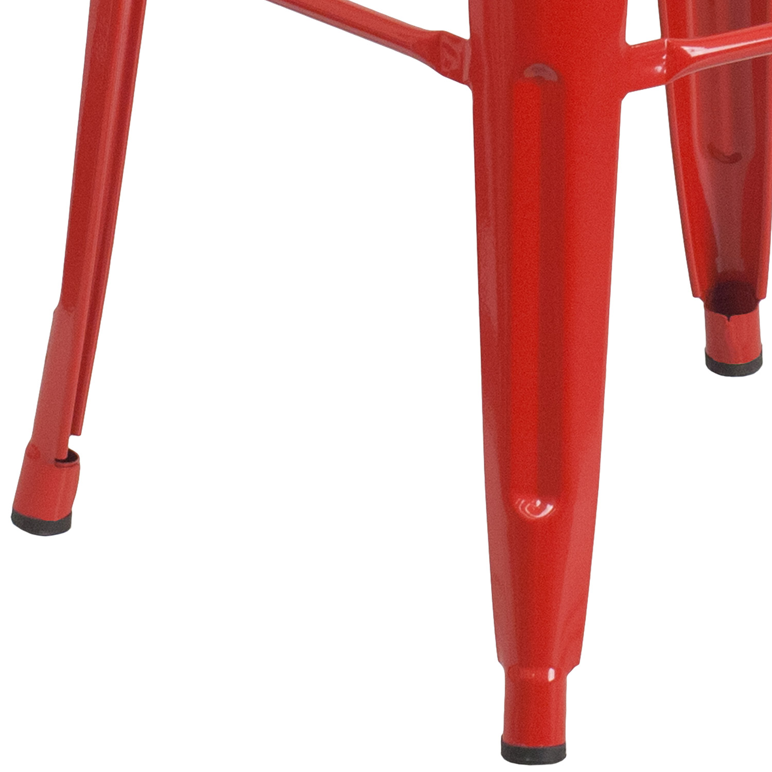 BLNK Lily Metal Bar Stool with Wood Seat - Red