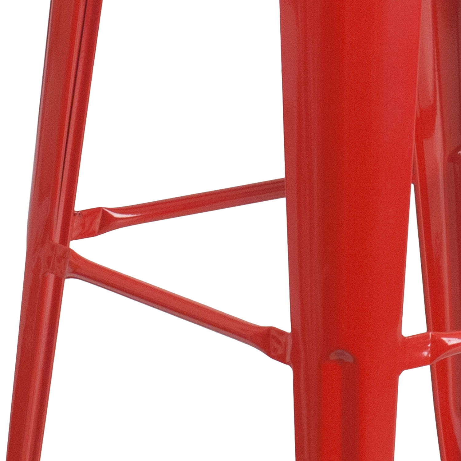 BLNK Lily Metal Bar Stool with Wood Seat - Red