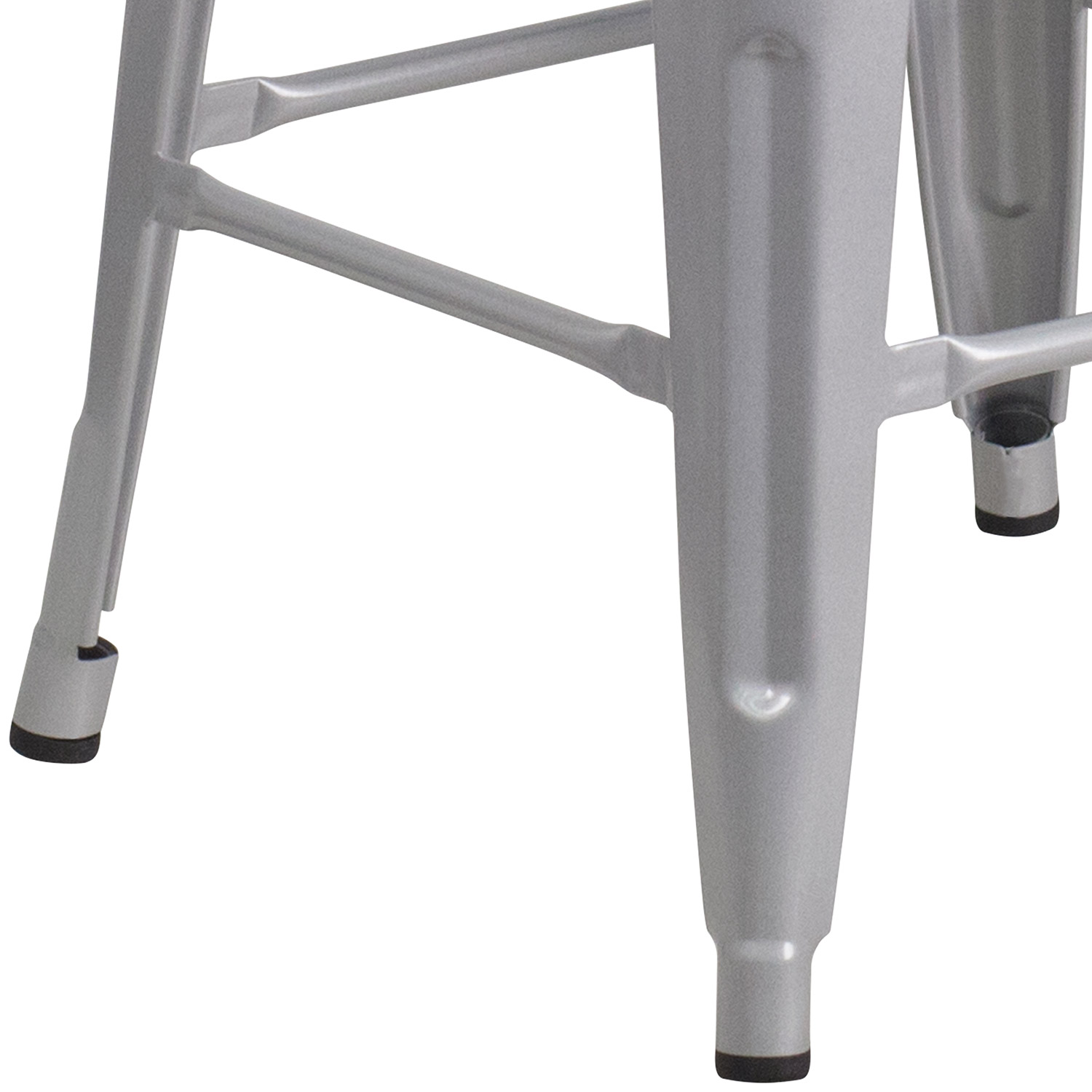 BLNK Lily Metal Bar Stool with Wood Seat - Silver