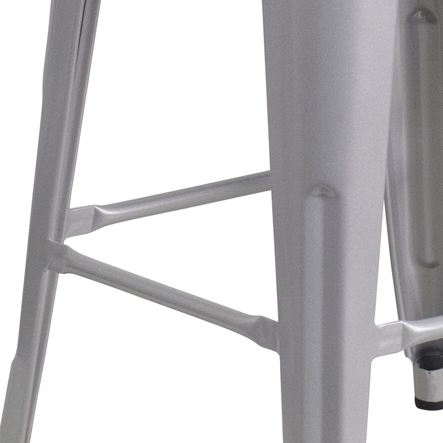 BLNK Lily Metal Bar Stool with Wood Seat - Silver