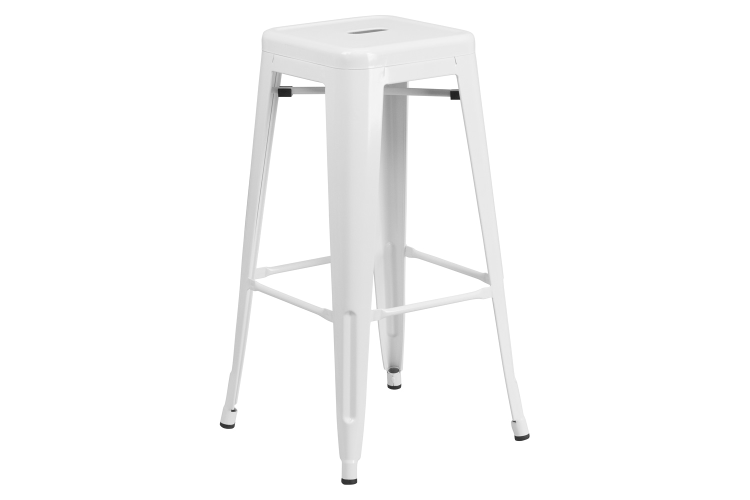 BLNK Kai Commercial Metal Backless Indoor-Outdoor Bar Stool with Square Seat - White