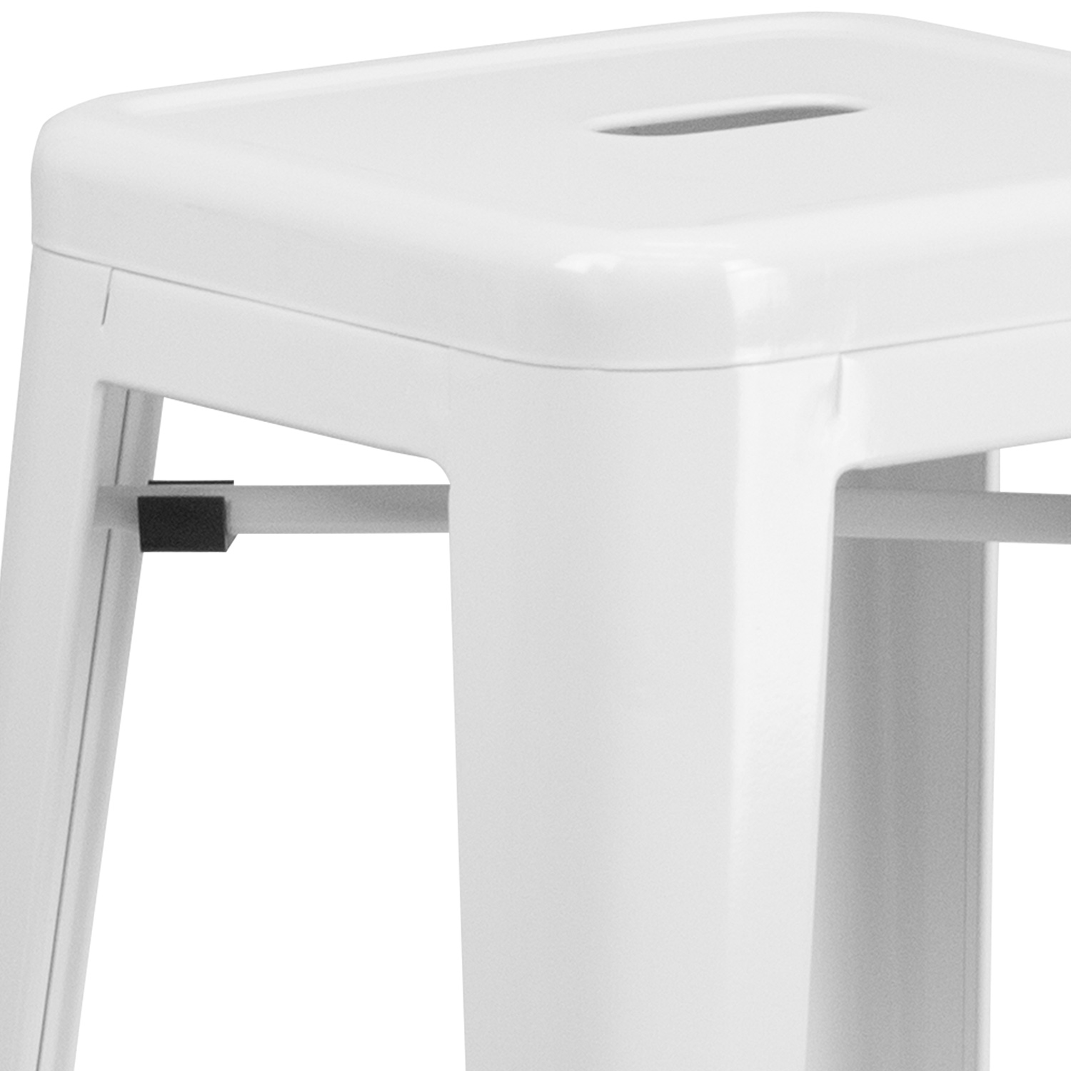 BLNK Kai Commercial Metal Backless Indoor-Outdoor Bar Stool with Square Seat - White