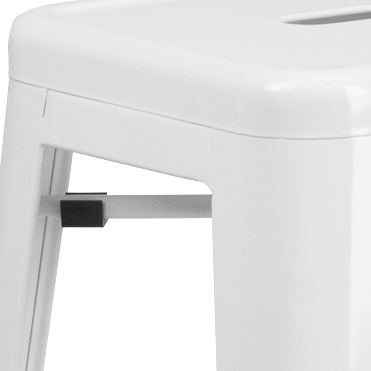 BLNK Kai Commercial Metal Backless Indoor-Outdoor Bar Stool with Square Seat - White