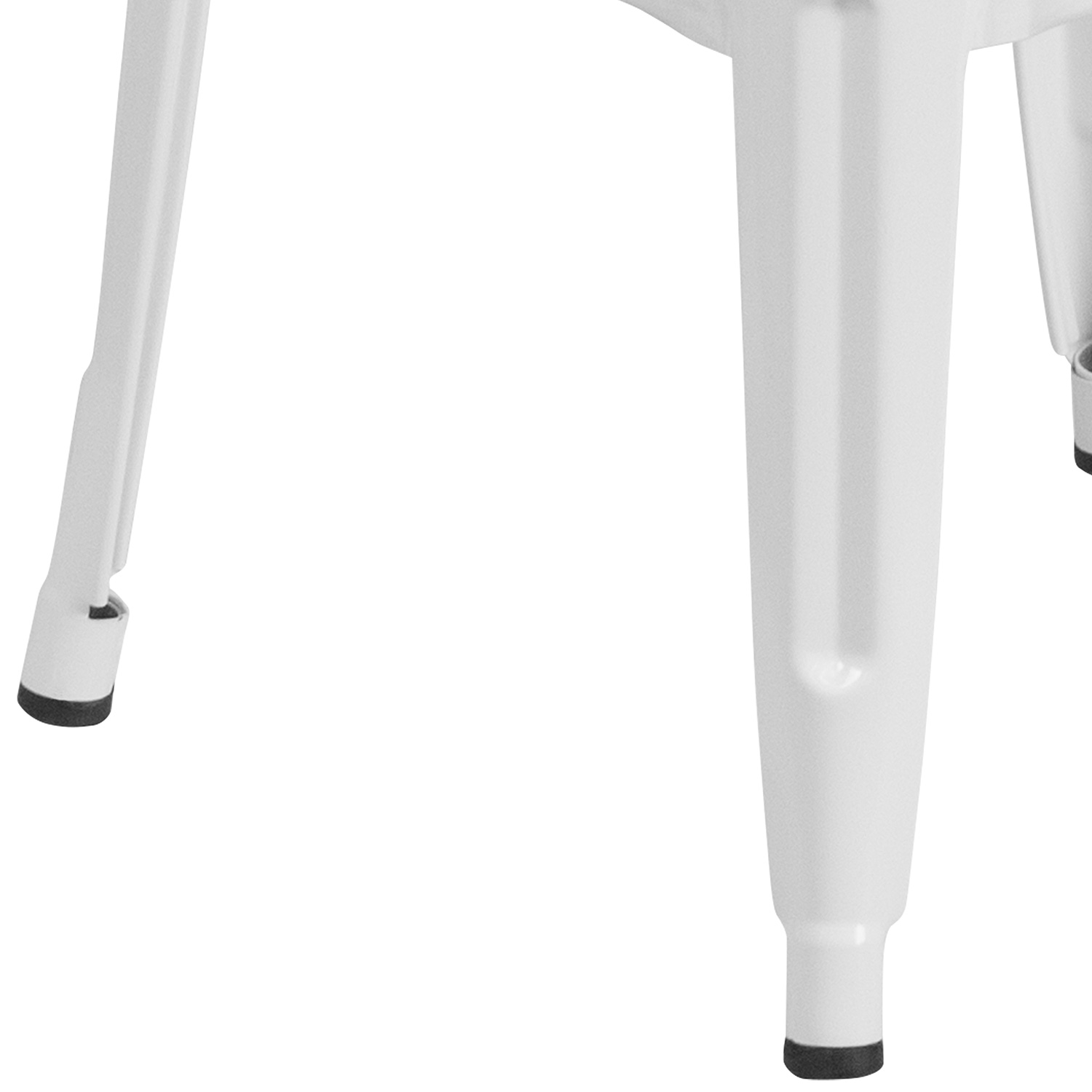 BLNK Kai Commercial Metal Backless Indoor-Outdoor Bar Stool with Square Seat - White