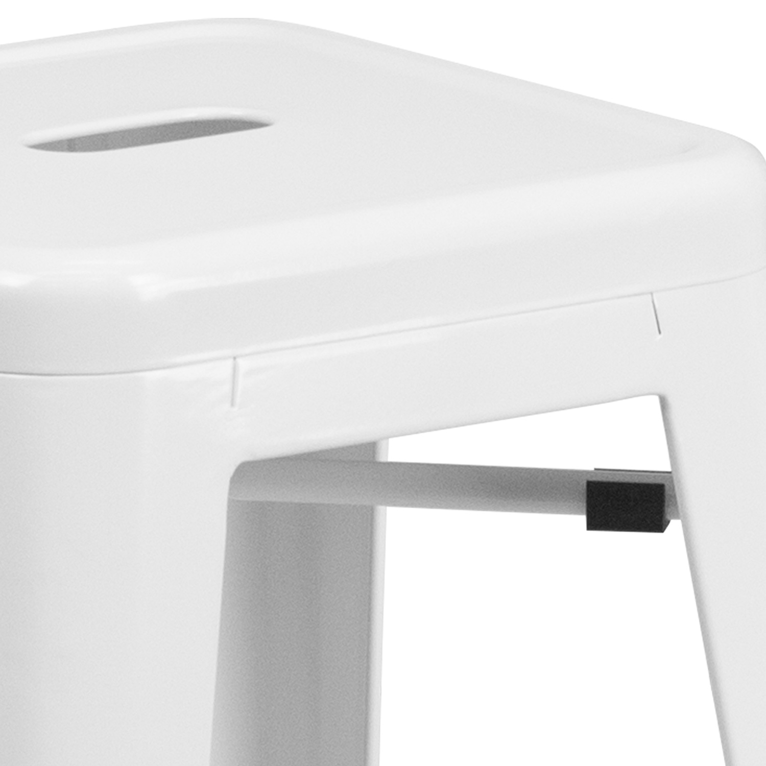 BLNK Kai Commercial Metal Backless Indoor-Outdoor Bar Stool with Square Seat - White