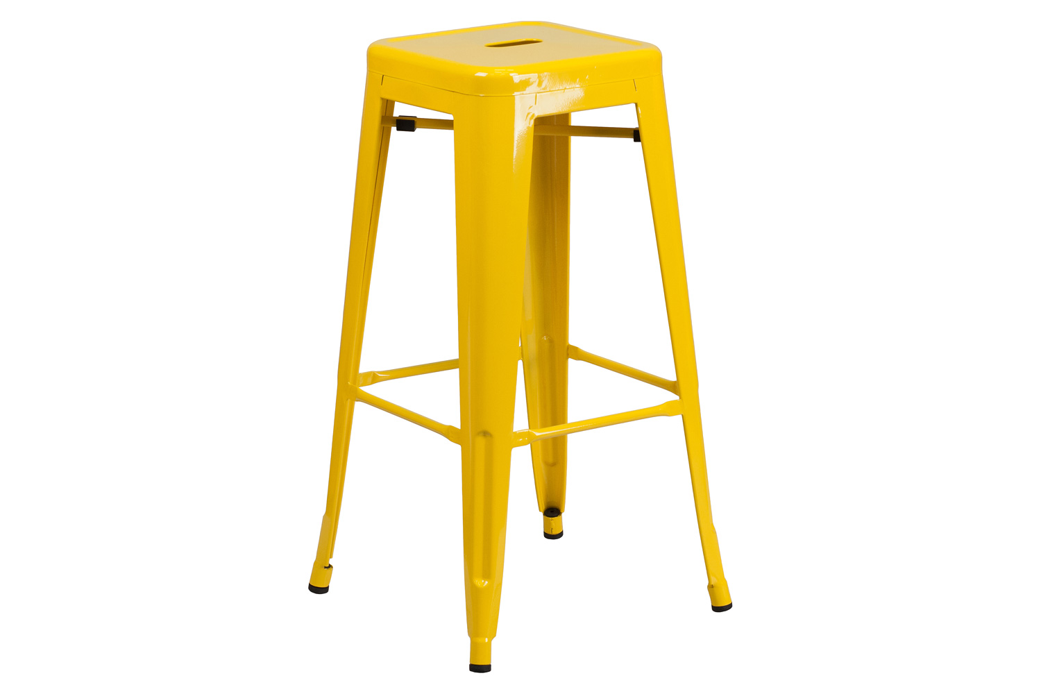 BLNK Kai Commercial Metal Backless Indoor-Outdoor Bar Stool with Square Seat - Yellow