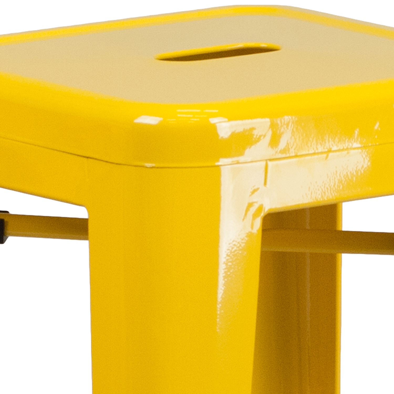 BLNK Kai Commercial Metal Backless Indoor-Outdoor Bar Stool with Square Seat - Yellow