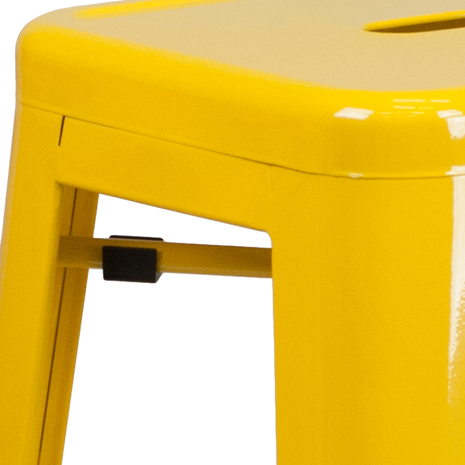 BLNK Kai Commercial Metal Backless Indoor-Outdoor Bar Stool with Square Seat - Yellow