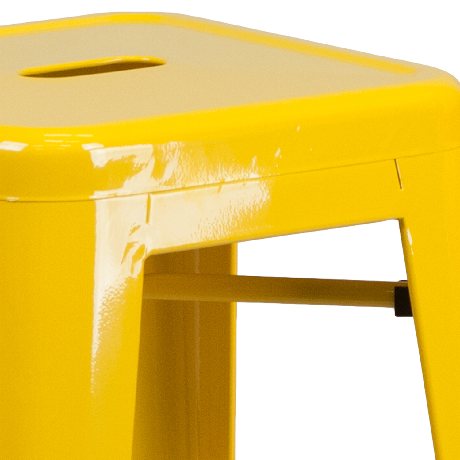 BLNK Kai Commercial Metal Backless Indoor-Outdoor Bar Stool with Square Seat - Yellow