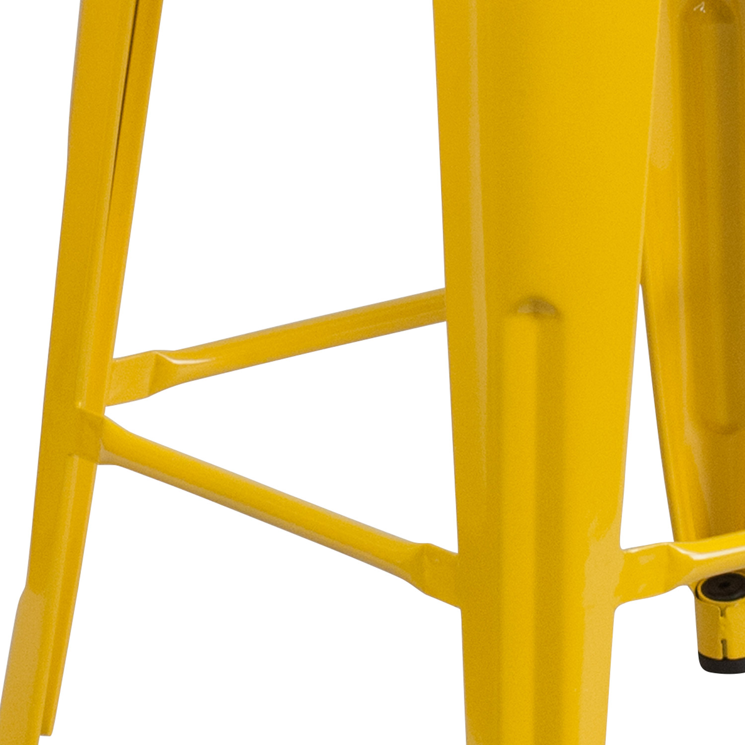 BLNK Lily Metal Bar Stool with Wood Seat - Yellow