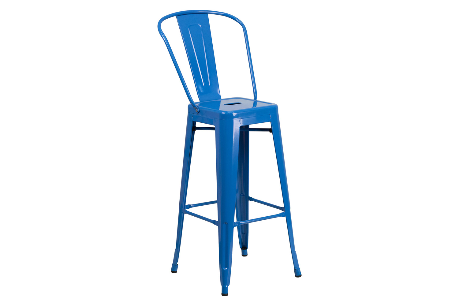 BLNK Kai Commercial Metal Indoor-Outdoor Bar Stool with Removable Back - Blue