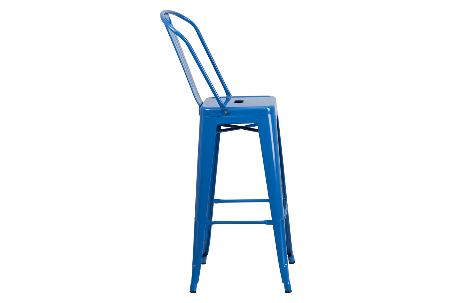 BLNK Kai Commercial Metal Indoor-Outdoor Bar Stool with Removable Back - Blue