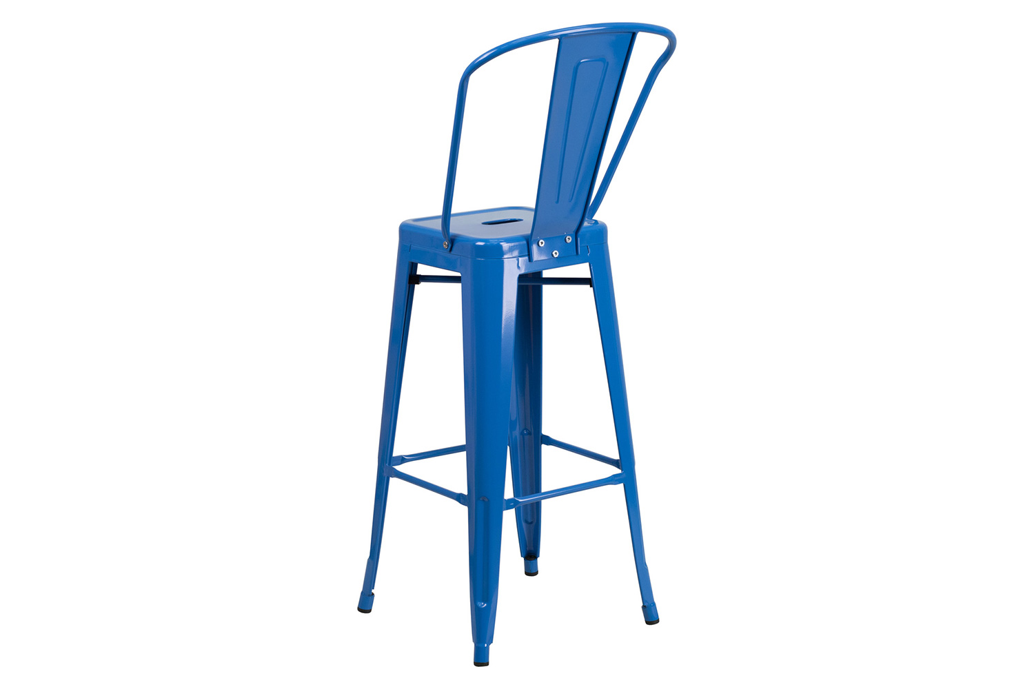 BLNK Kai Commercial Metal Indoor-Outdoor Bar Stool with Removable Back - Blue