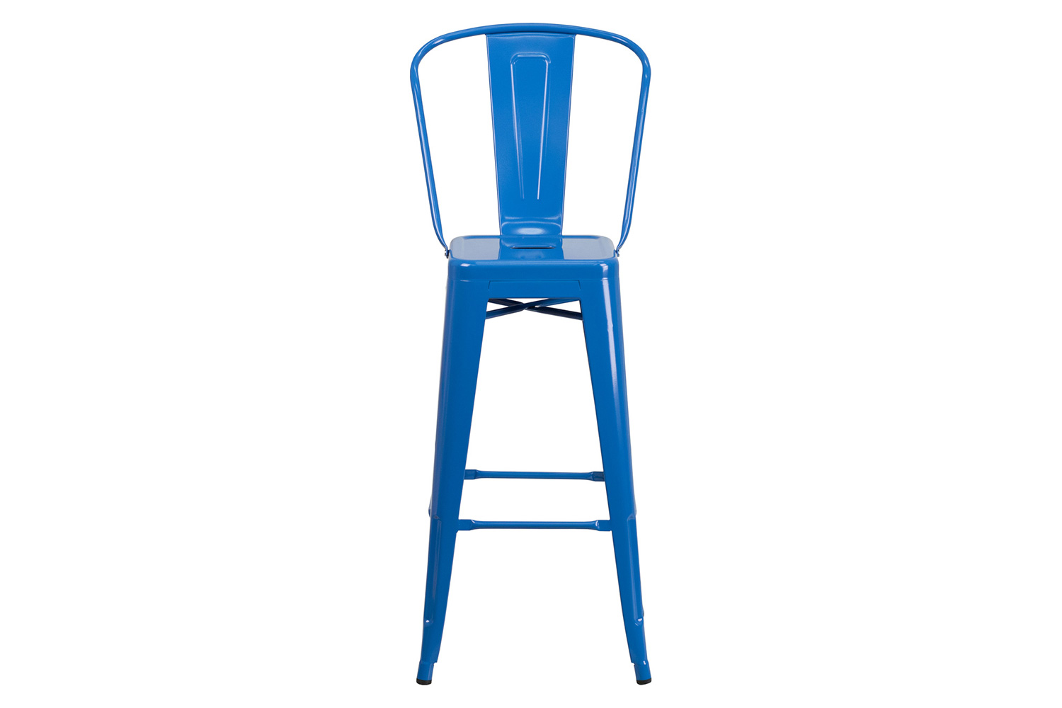 BLNK Kai Commercial Metal Indoor-Outdoor Bar Stool with Removable Back - Blue