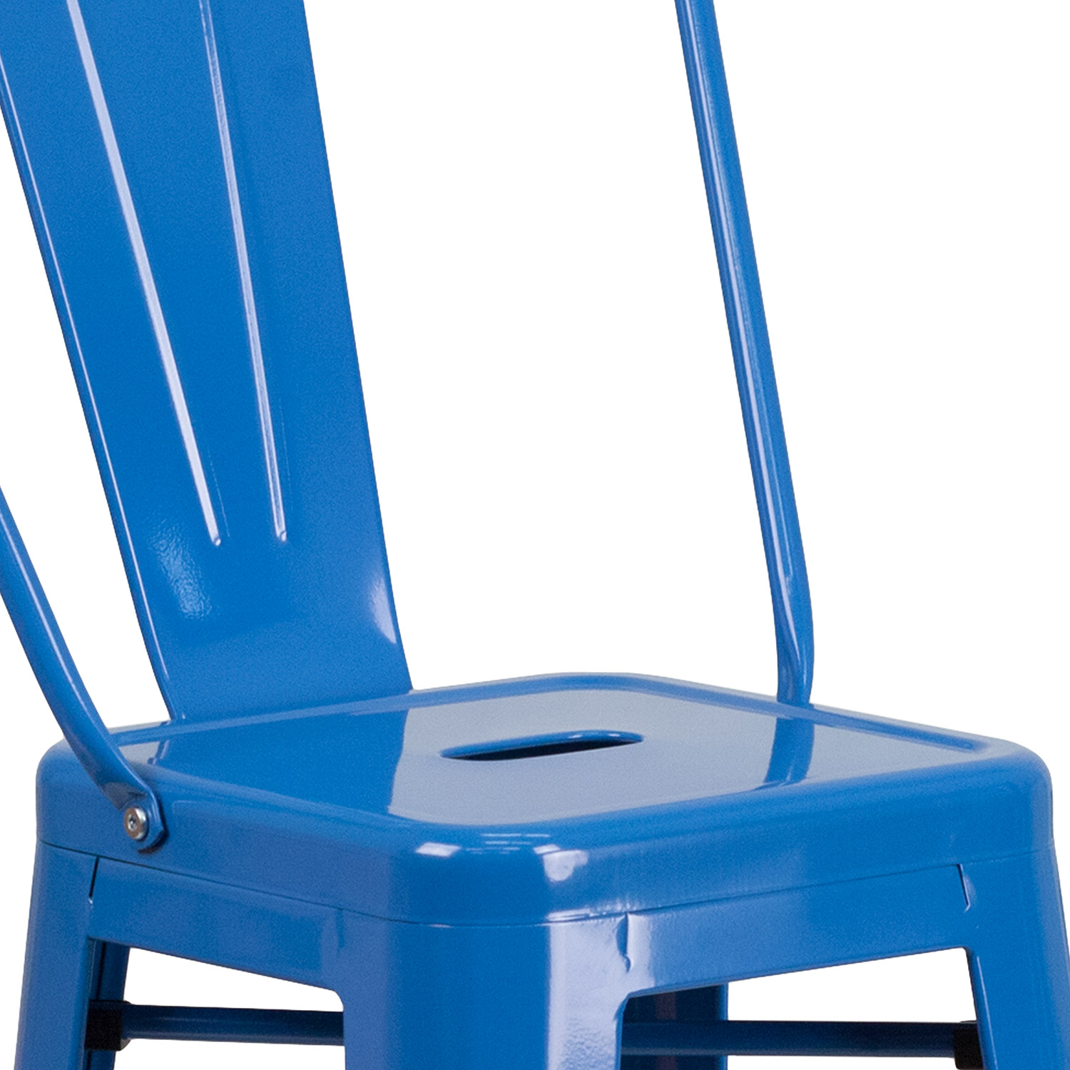 BLNK Kai Commercial Metal Indoor-Outdoor Bar Stool with Removable Back - Blue