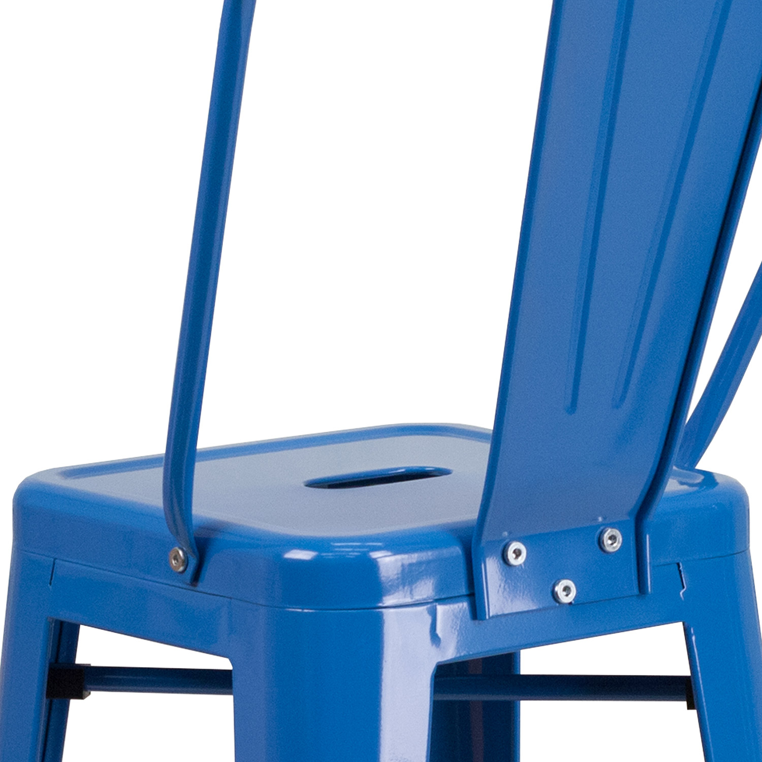 BLNK Kai Commercial Metal Indoor-Outdoor Bar Stool with Removable Back - Blue