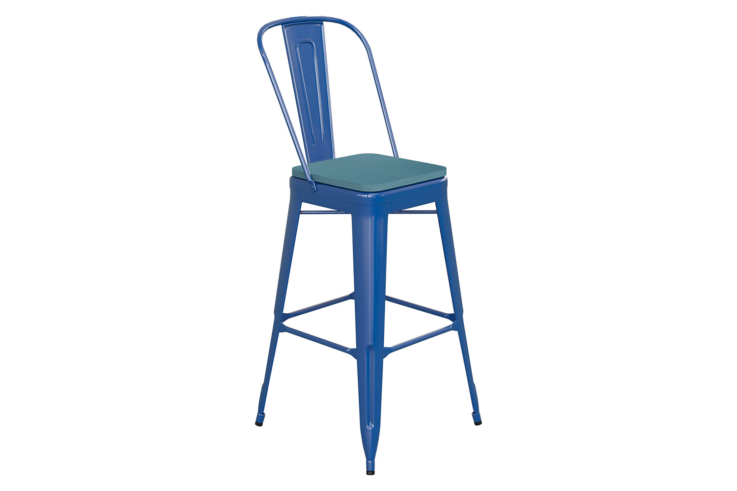 BLNK Kai Commercial All-Weather Bar Height Stool with Removable Back and Resin Seat - Blue