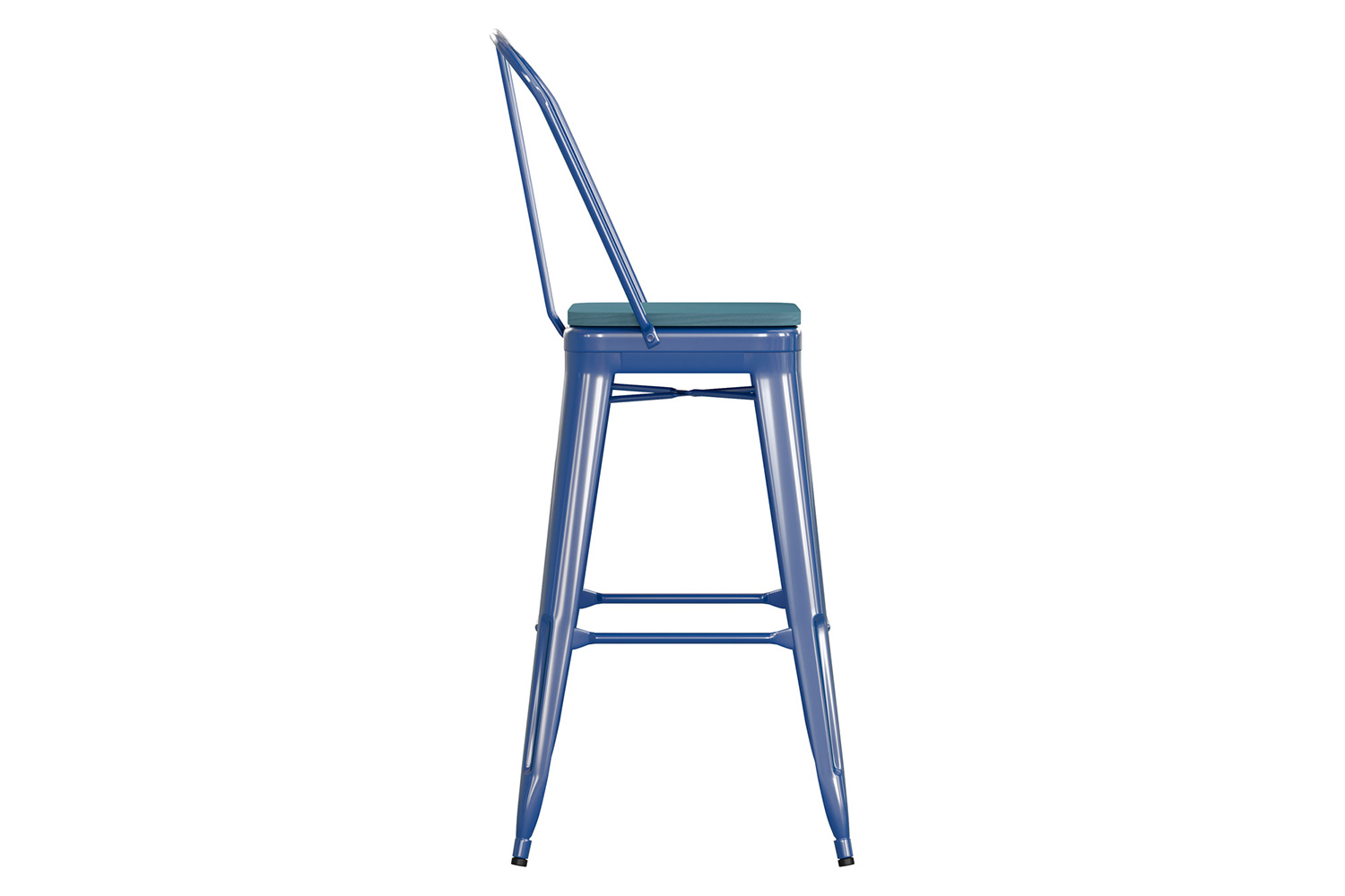 BLNK Kai Commercial All-Weather Bar Height Stool with Removable Back and Resin Seat - Blue