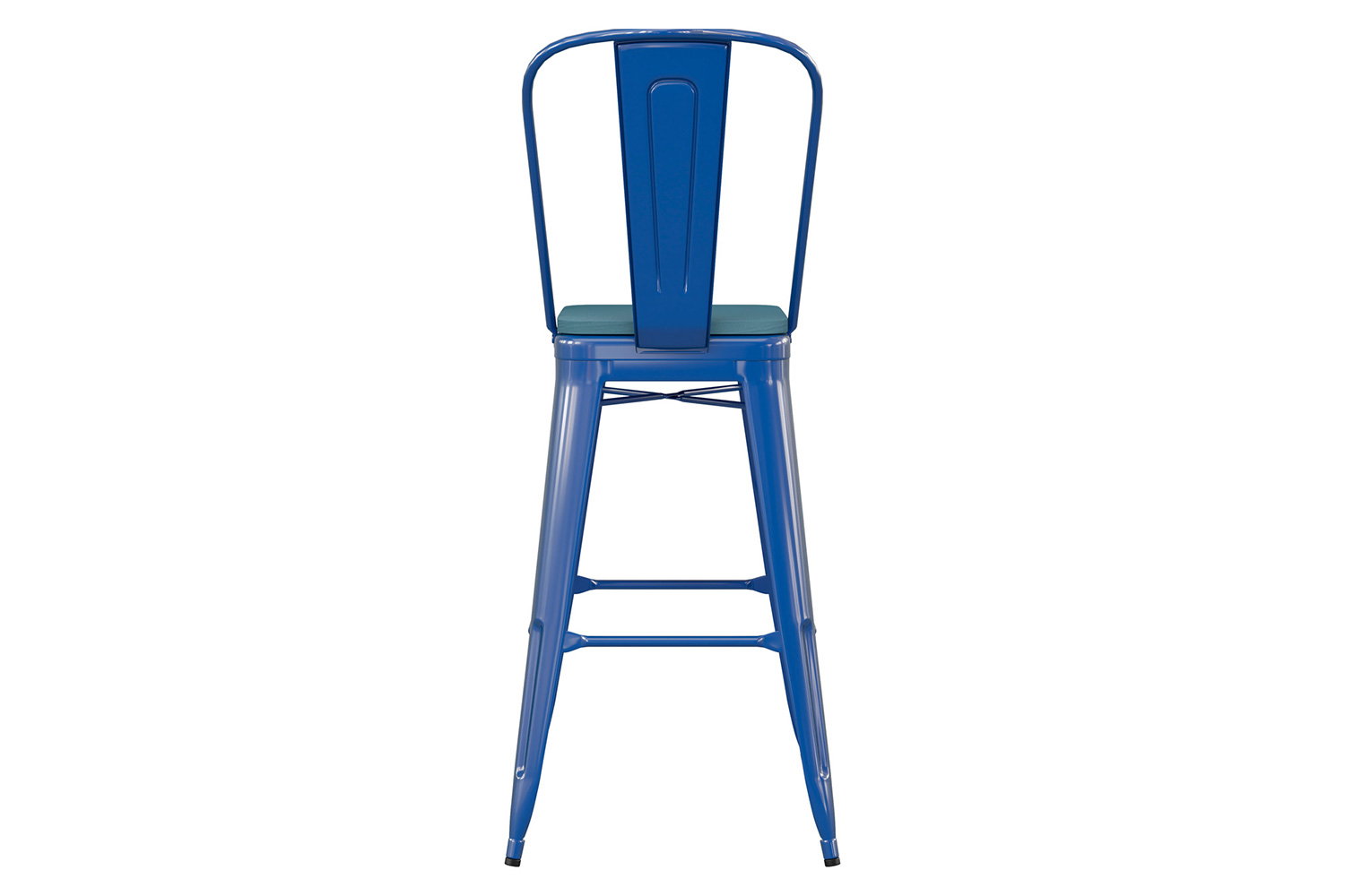 BLNK Kai Commercial All-Weather Bar Height Stool with Removable Back and Resin Seat - Blue