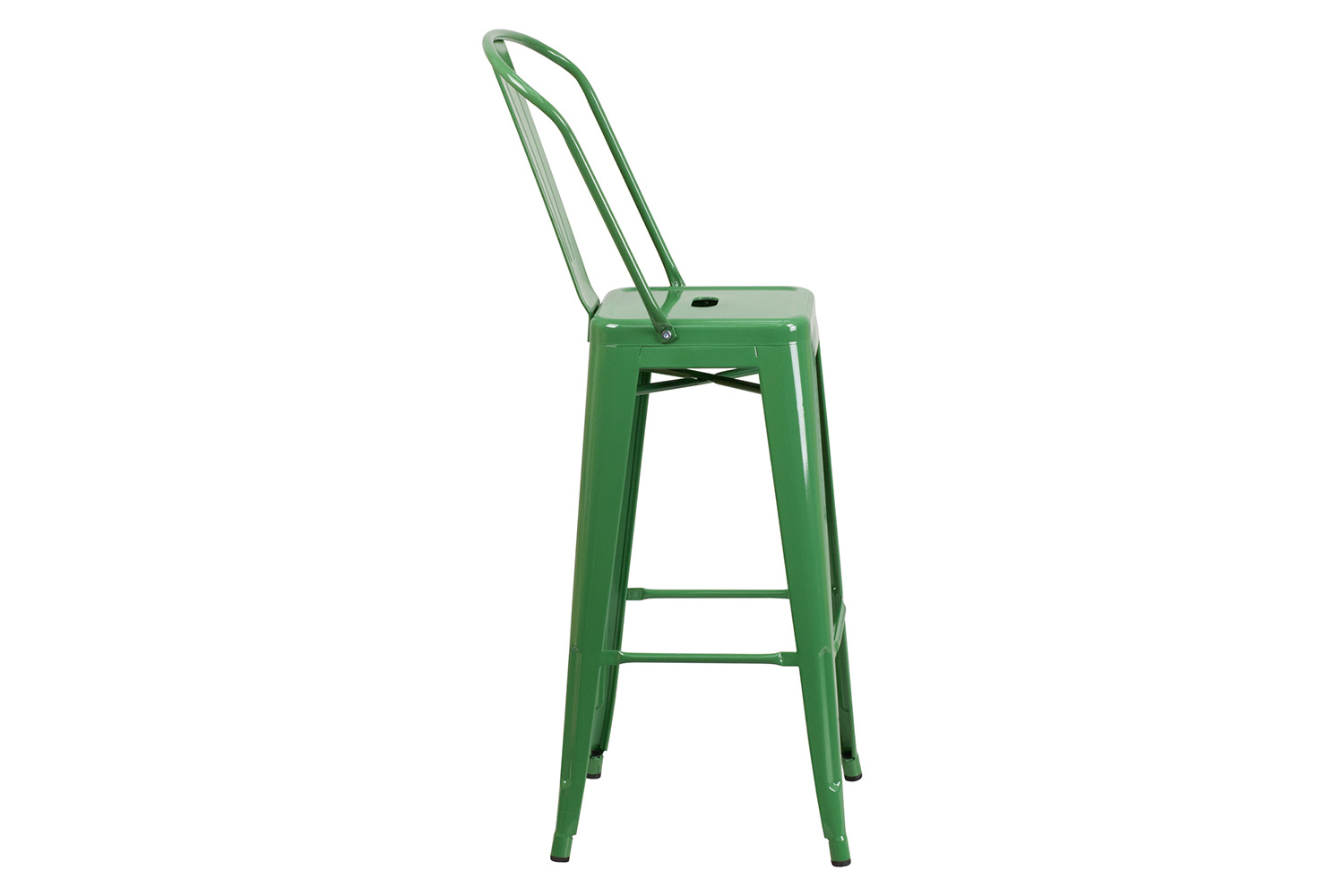 BLNK™ Kai Commercial Metal Indoor-Outdoor Bar Stool with Removable Back - Green