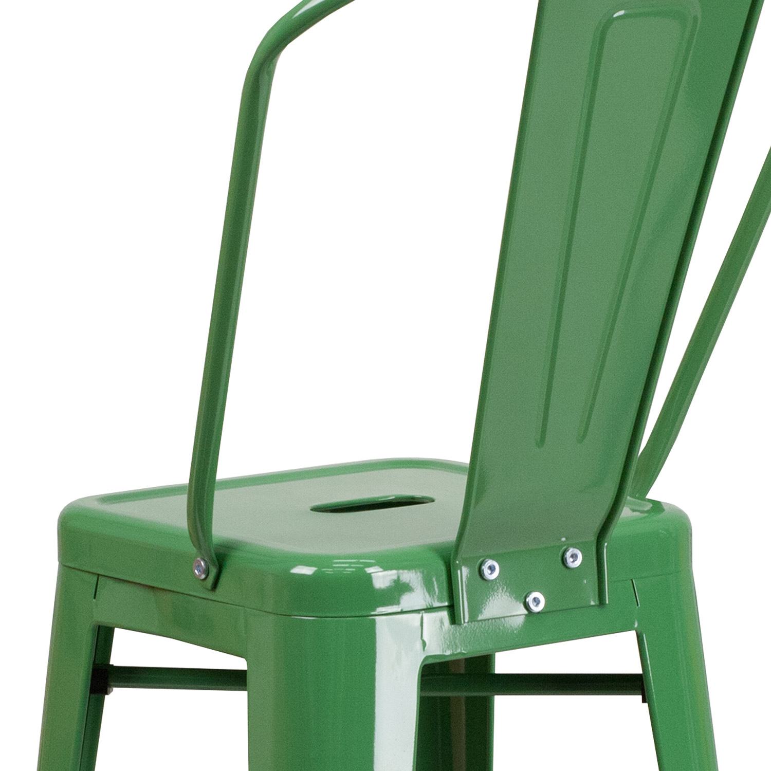 BLNK™ Kai Commercial Metal Indoor-Outdoor Bar Stool with Removable Back - Green