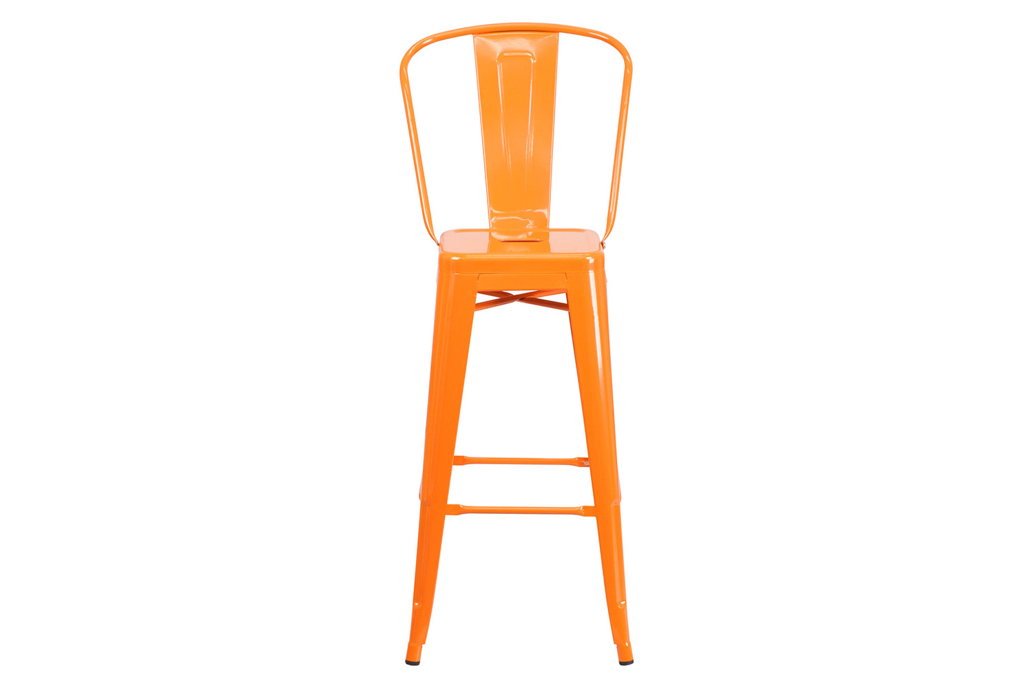 BLNK™ Kai Commercial Metal Indoor-Outdoor Bar Stool with Removable Back - Orange