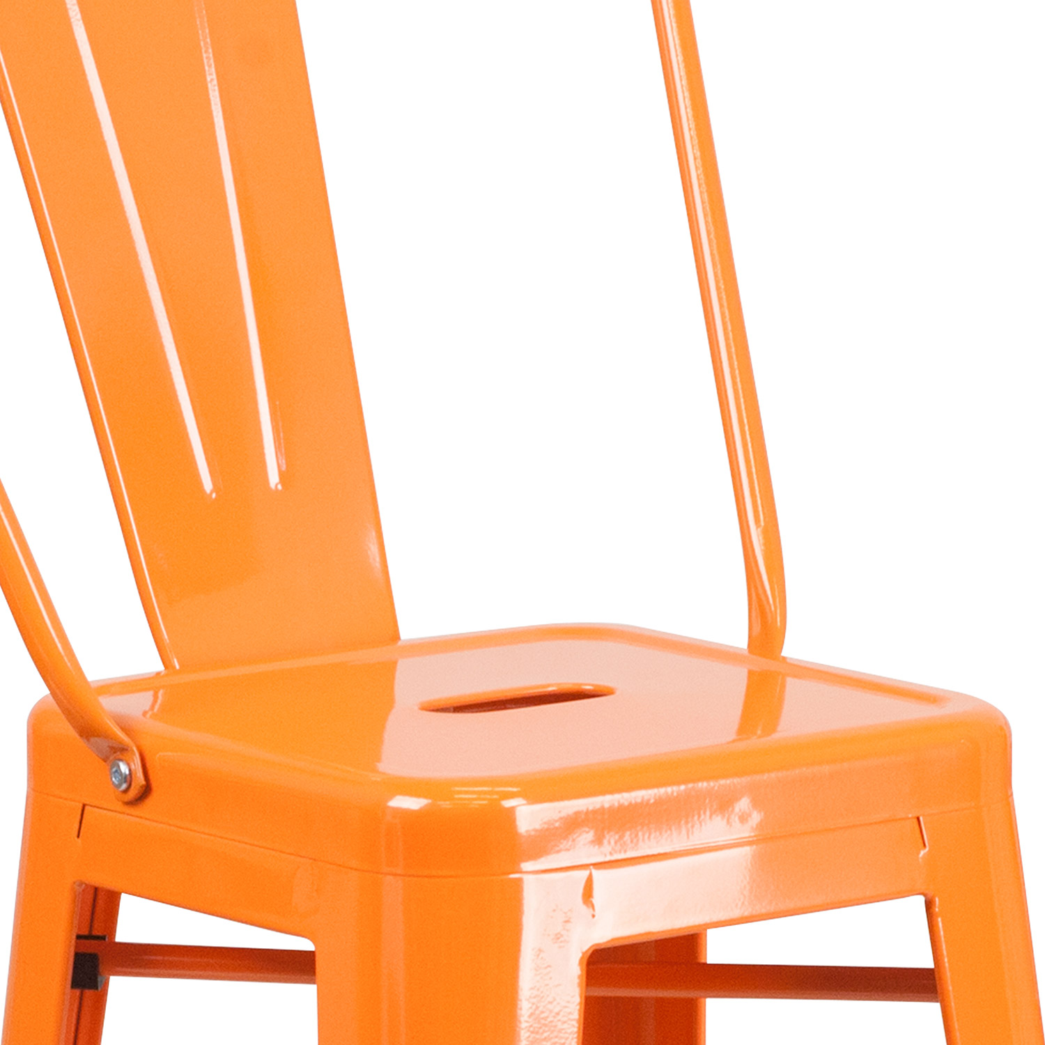 BLNK™ Kai Commercial Metal Indoor-Outdoor Bar Stool with Removable Back - Orange