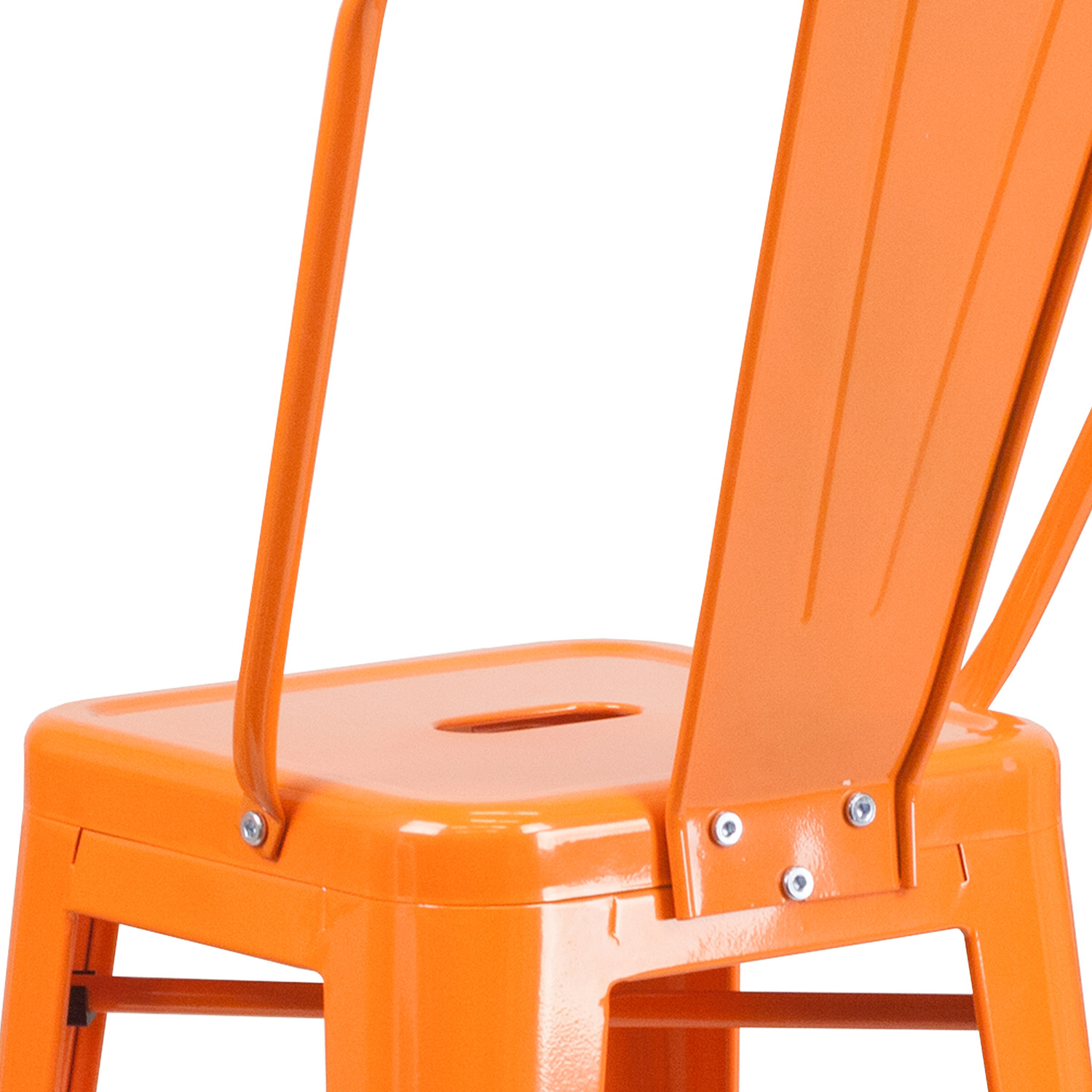 BLNK™ Kai Commercial Metal Indoor-Outdoor Bar Stool with Removable Back - Orange