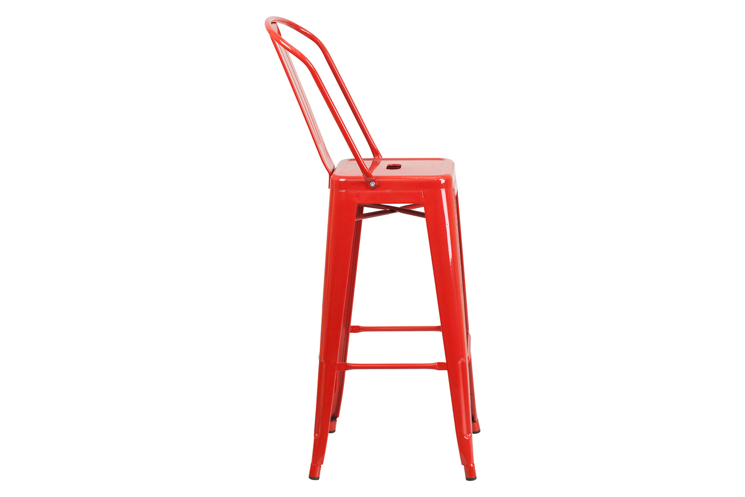 BLNK Kai Commercial Metal Indoor-Outdoor Bar Stool with Removable Back - Red