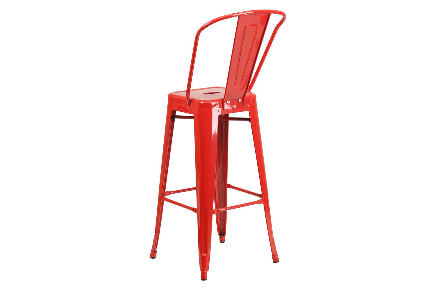 BLNK Kai Commercial Metal Indoor-Outdoor Bar Stool with Removable Back - Red