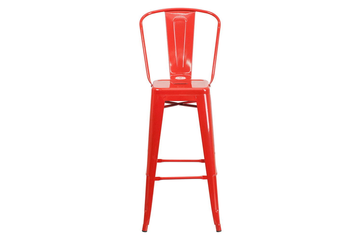 BLNK Kai Commercial Metal Indoor-Outdoor Bar Stool with Removable Back - Red