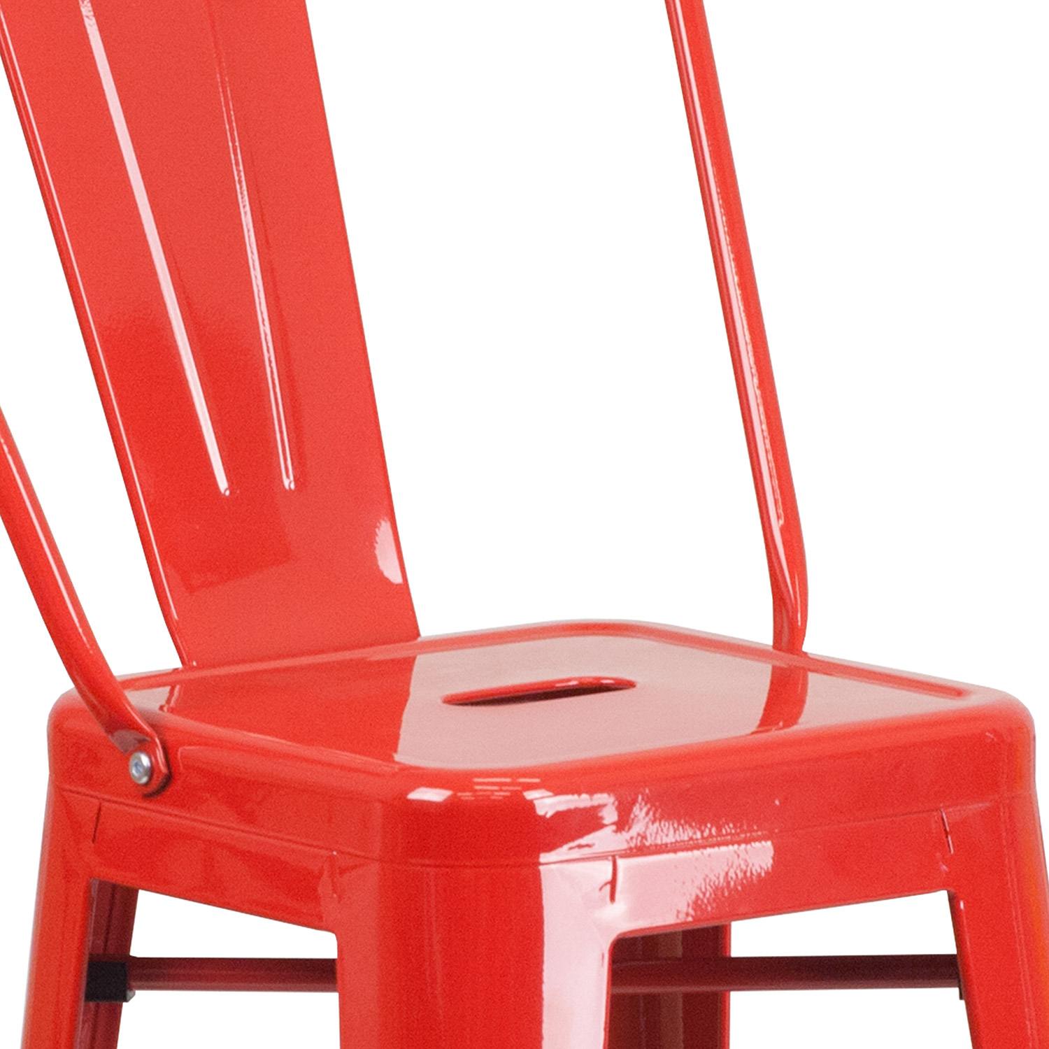 BLNK Kai Commercial Metal Indoor-Outdoor Bar Stool with Removable Back - Red