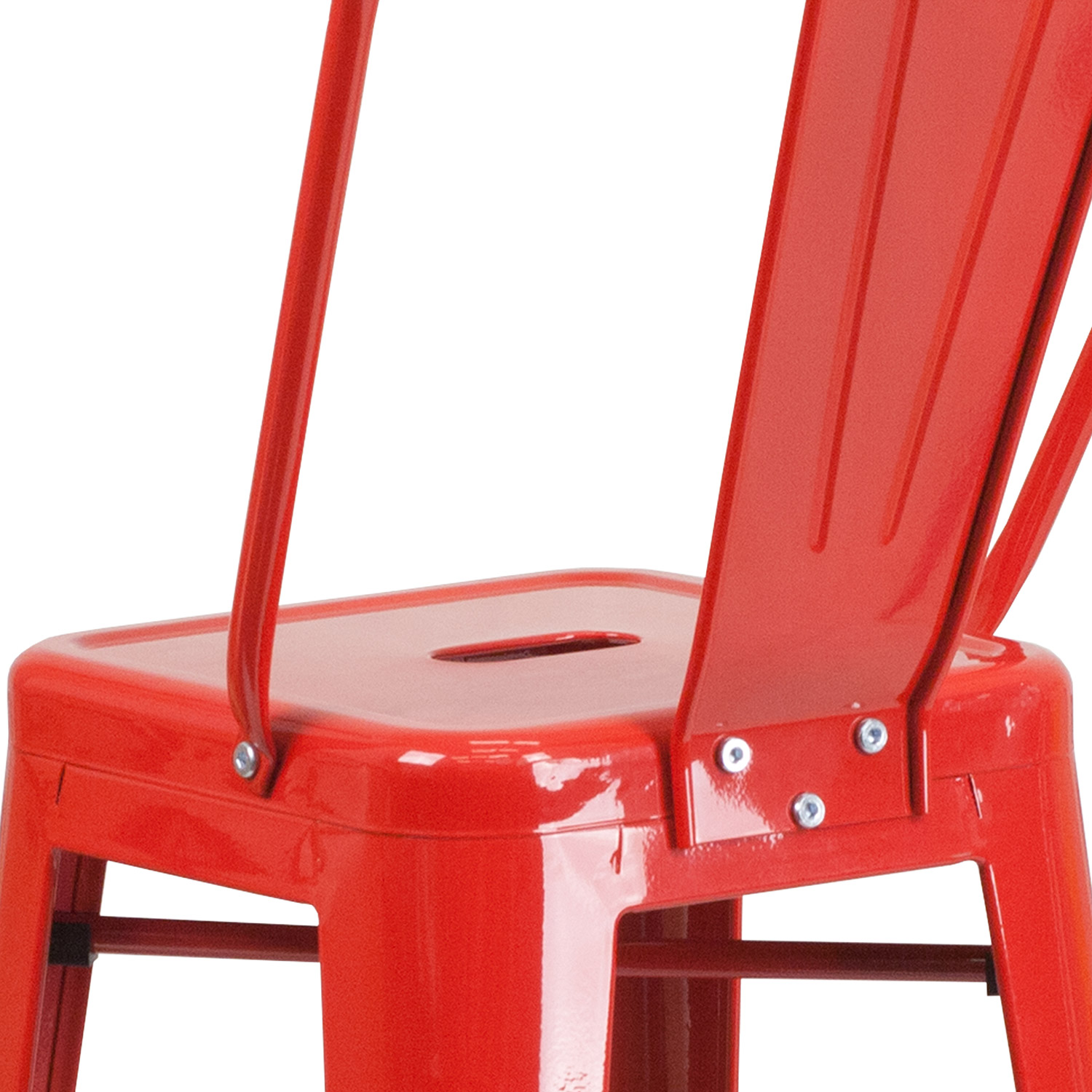 BLNK Kai Commercial Metal Indoor-Outdoor Bar Stool with Removable Back - Red