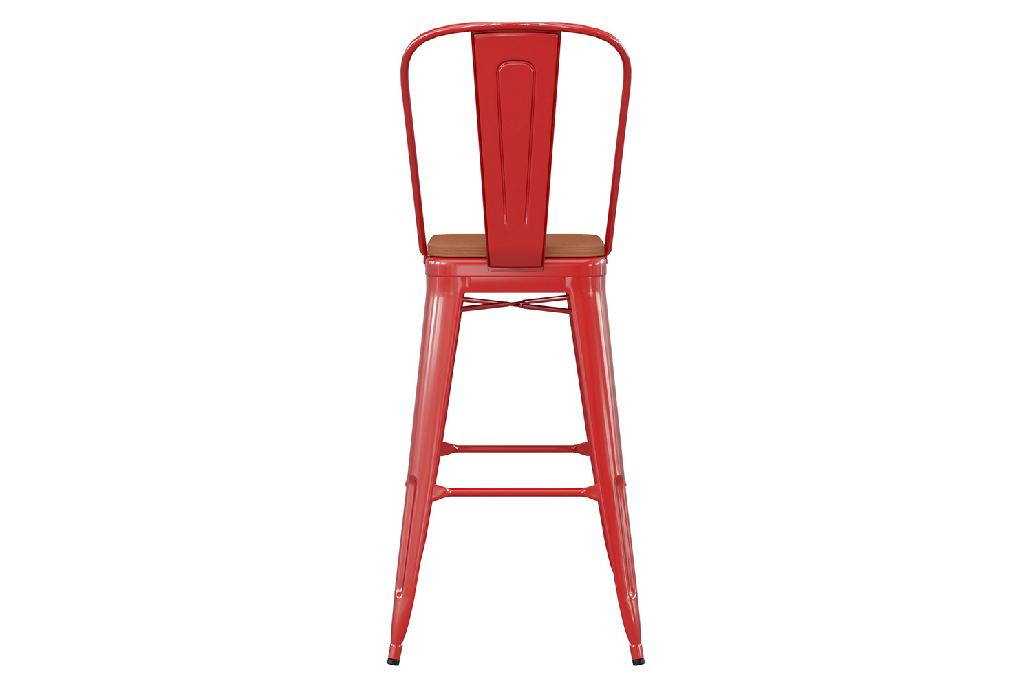 BLNK™ Kai Commercial All-Weather Bar Height Stool with Removable Back and Resin Seat - Red/Teak