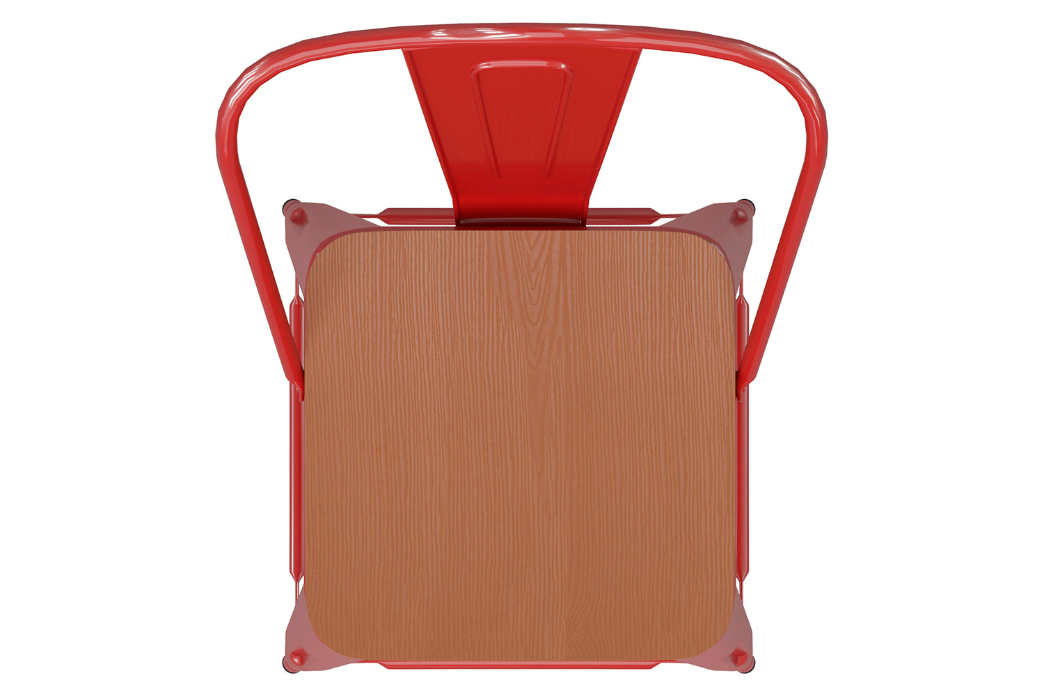 BLNK™ Kai Commercial All-Weather Bar Height Stool with Removable Back and Resin Seat - Red/Teak