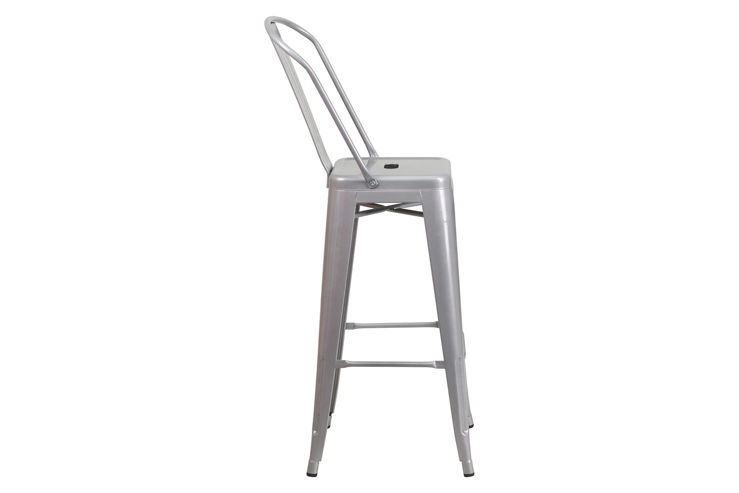 BLNK Kai Commercial Metal Indoor-Outdoor Bar Stool with Removable Back - Silver