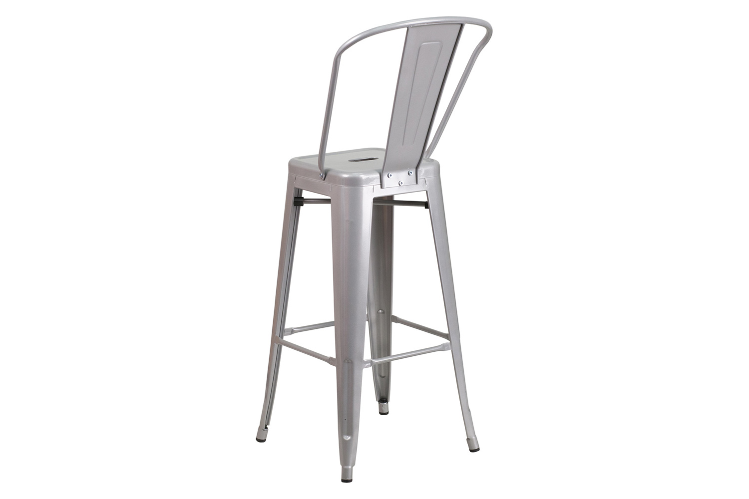 BLNK Kai Commercial Metal Indoor-Outdoor Bar Stool with Removable Back - Silver