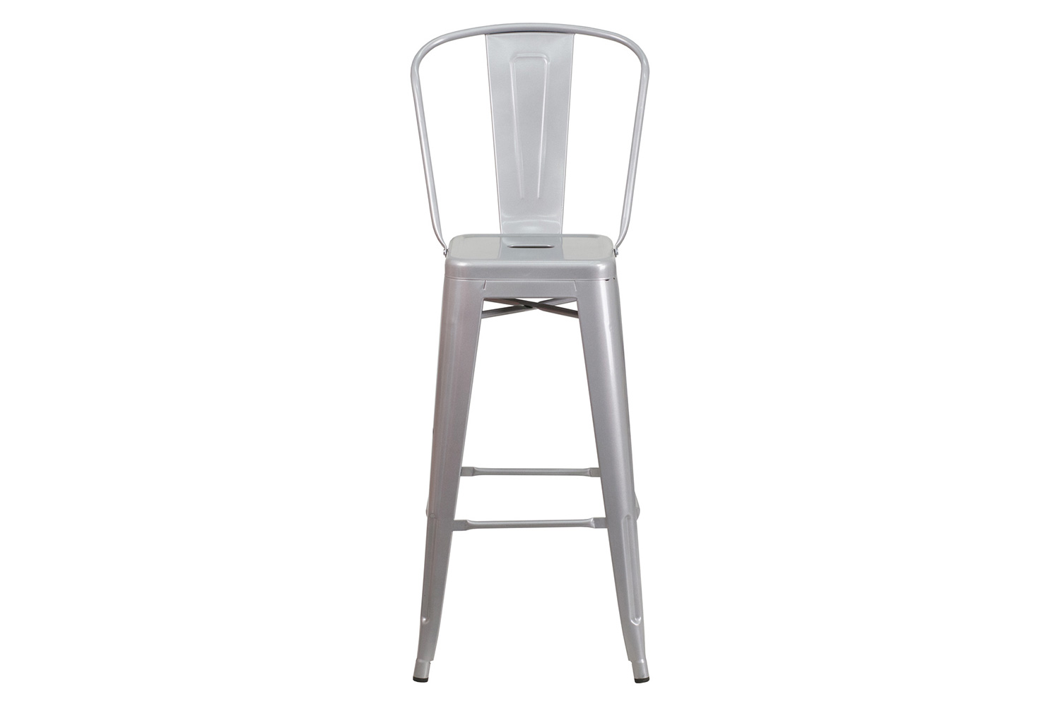 BLNK Kai Commercial Metal Indoor-Outdoor Bar Stool with Removable Back - Silver