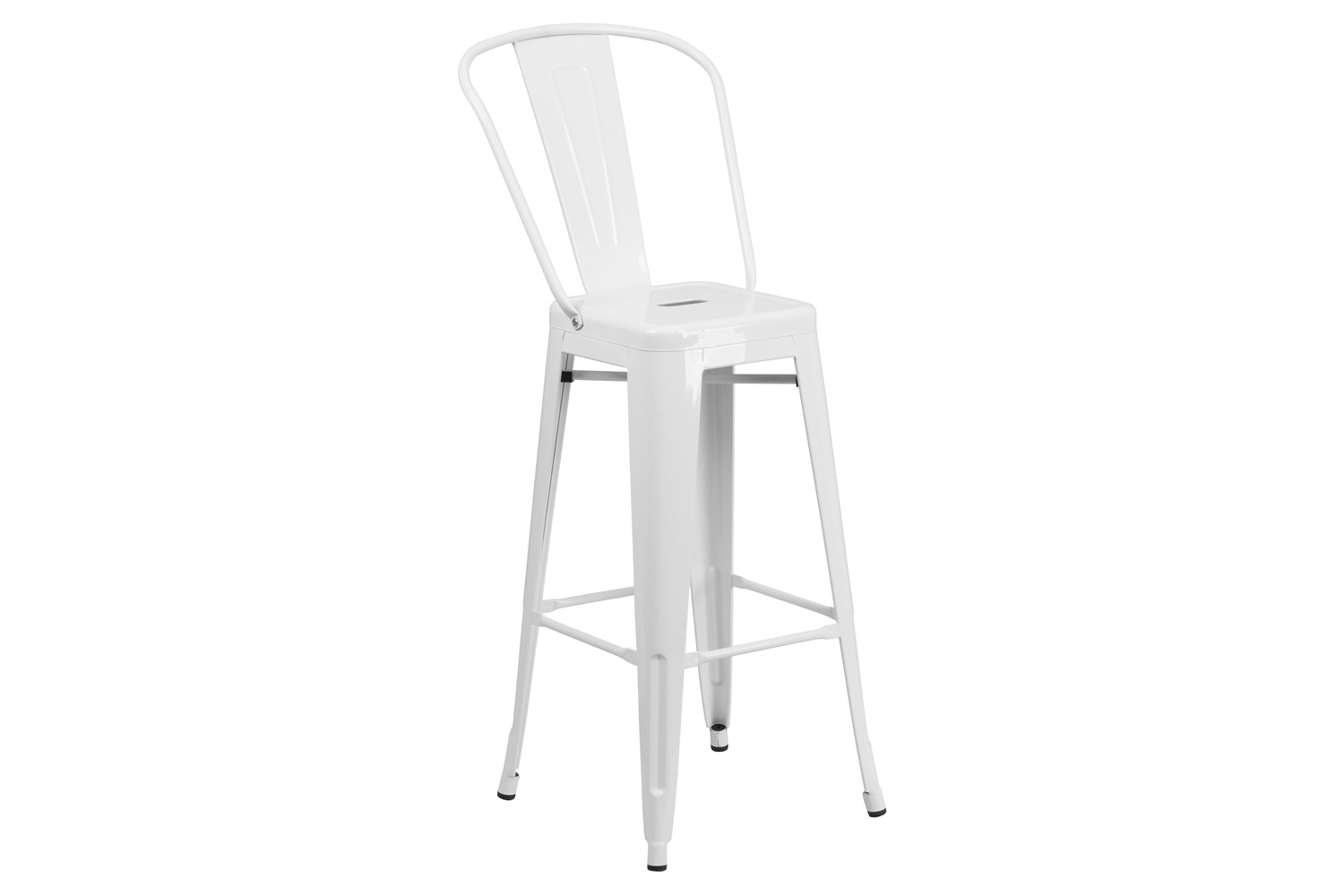 BLNK Kai Commercial Metal Indoor-Outdoor Bar Stool with Removable Back - White