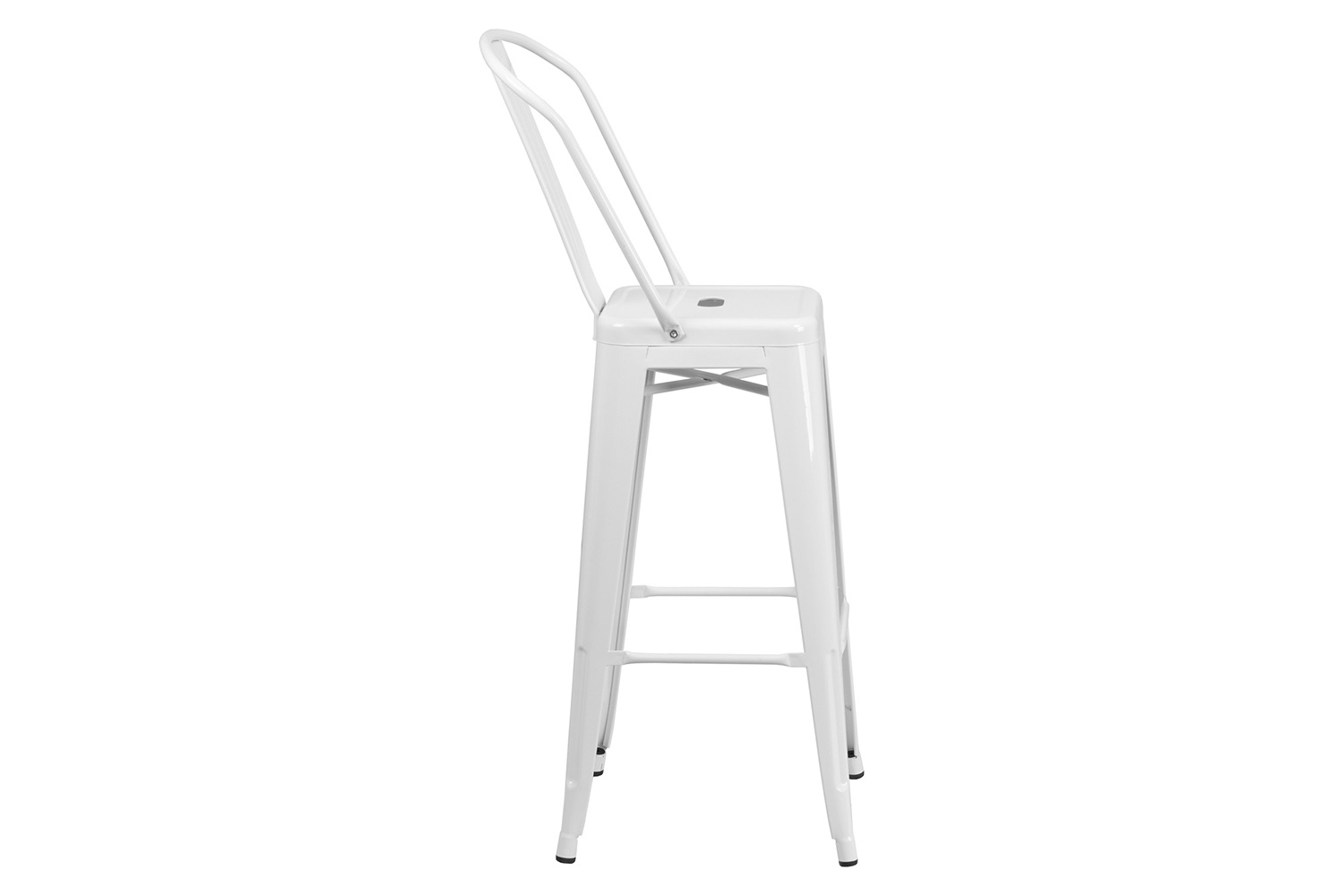 BLNK Kai Commercial Metal Indoor-Outdoor Bar Stool with Removable Back - White