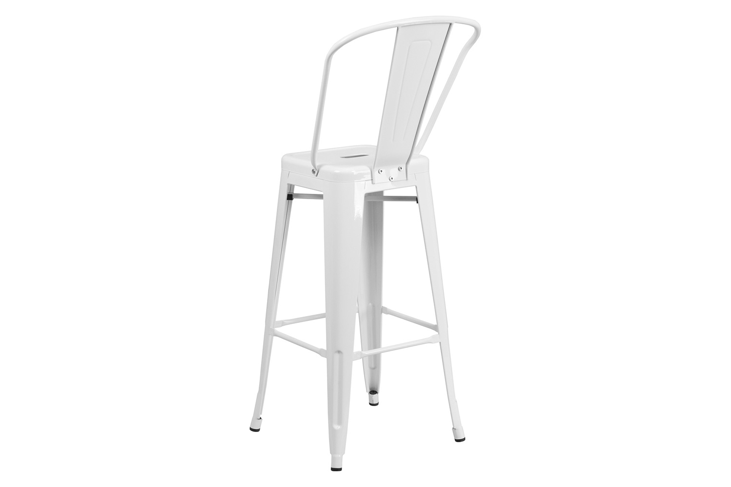 BLNK Kai Commercial Metal Indoor-Outdoor Bar Stool with Removable Back - White