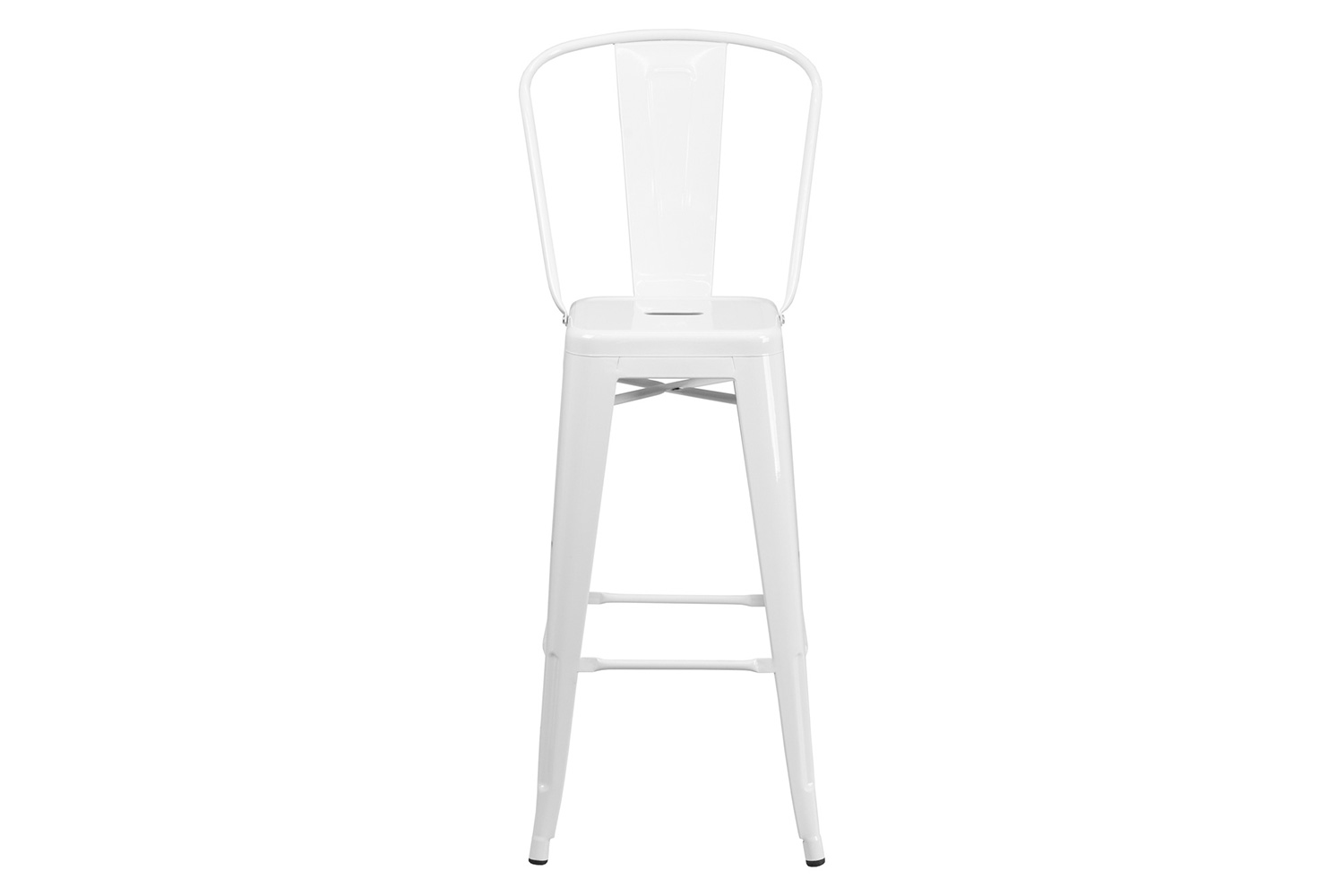 BLNK Kai Commercial Metal Indoor-Outdoor Bar Stool with Removable Back - White