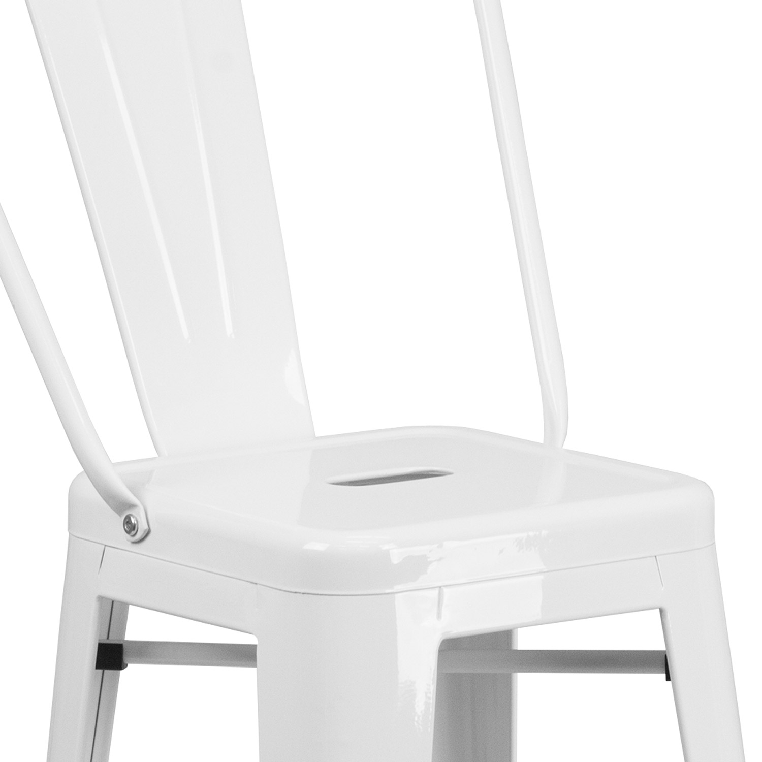 BLNK Kai Commercial Metal Indoor-Outdoor Bar Stool with Removable Back - White