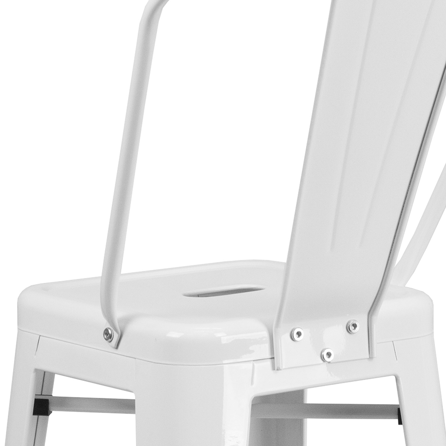 BLNK Kai Commercial Metal Indoor-Outdoor Bar Stool with Removable Back - White