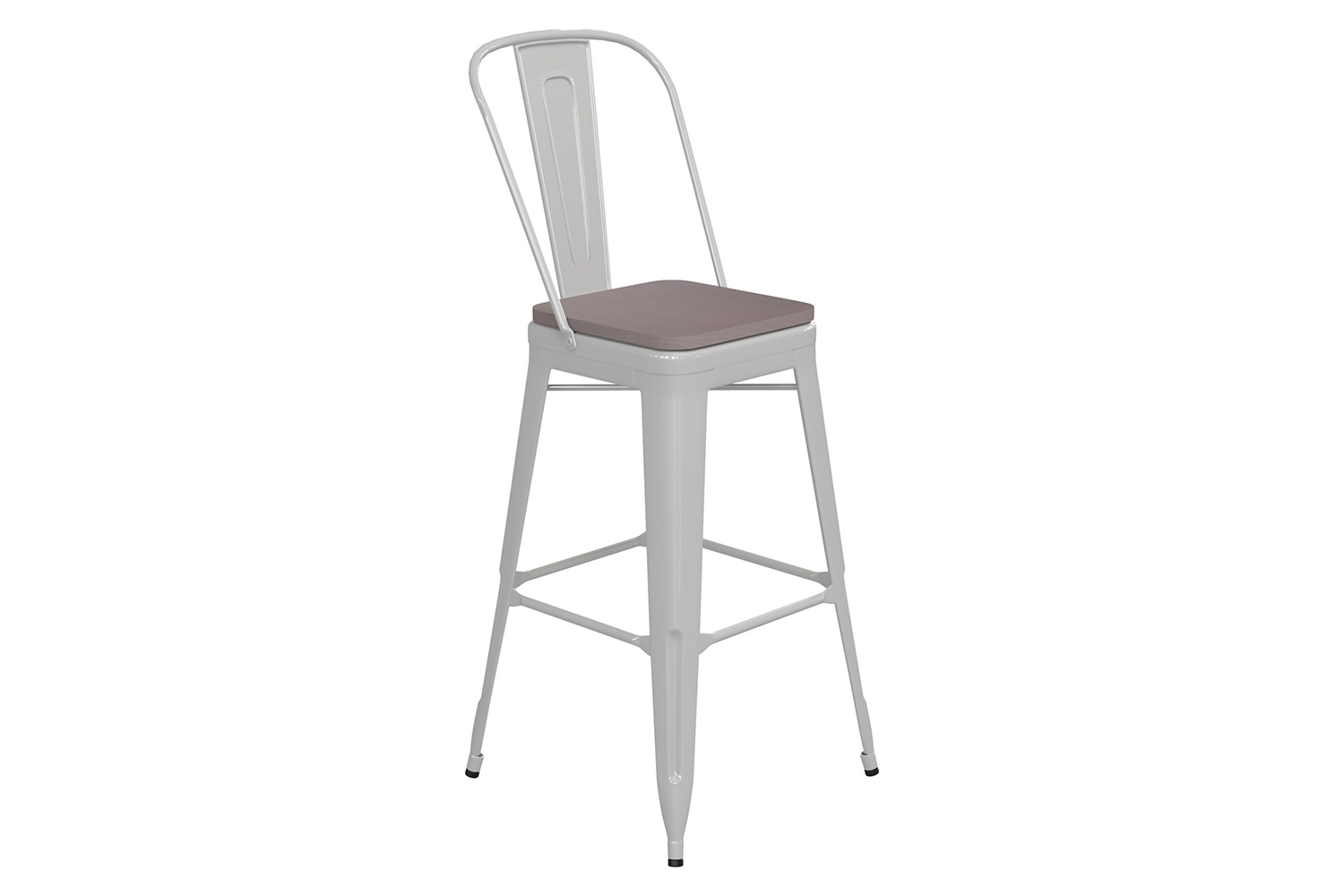 BLNK Kai Commercial All-Weather Bar Height Stool with Removable Back and Resin Seat - White/Gray